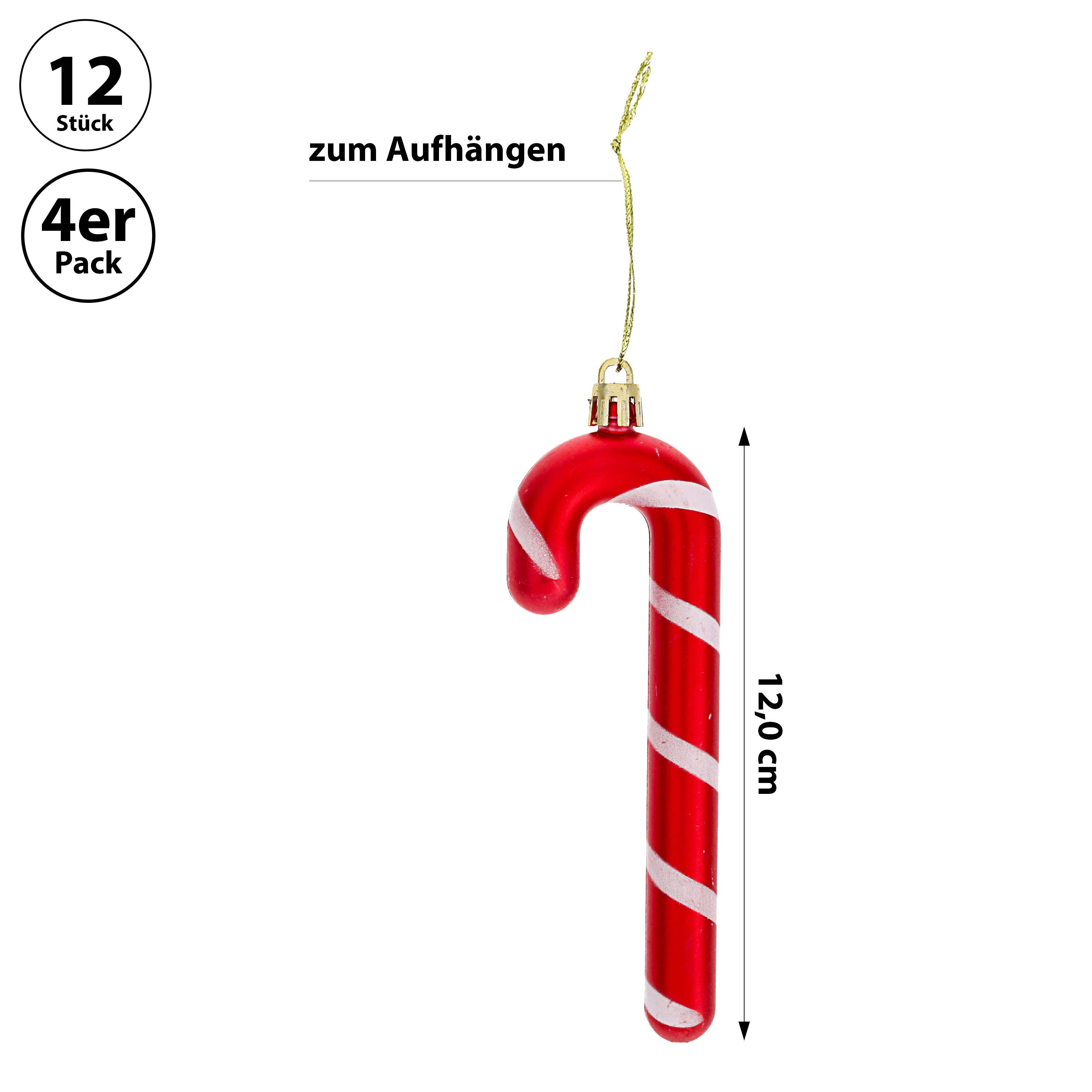 CEPEWA Christbaumschmuck Christbaumschmuck Zuckerstange 12er Set handbemalt H12cm PP rot weiß