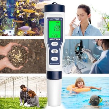 BIGSTREN pH-Messgerät AquaCheck LED Wasserqualitätstester, (Messgerät, Wasserdicht, automatische Abschaltung, batteriebetrieben), Wasserdichtes Gehäuse und automatische Abschaltung nach Inaktivität.