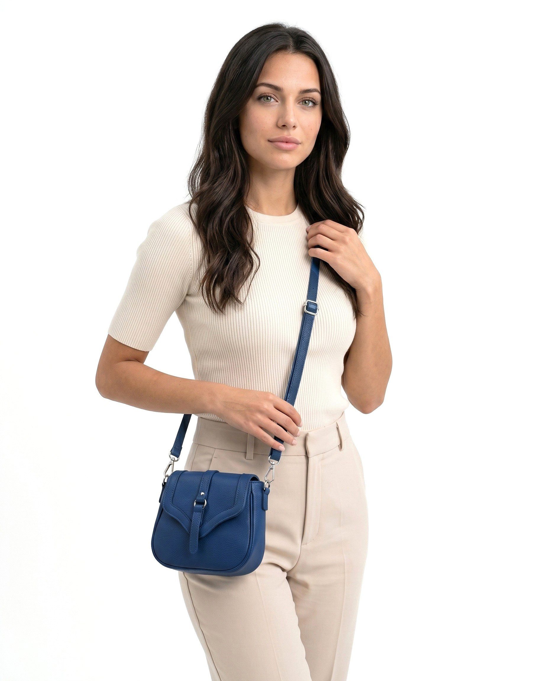 Cluty Umhängetasche, echt Leder, Made in Italy