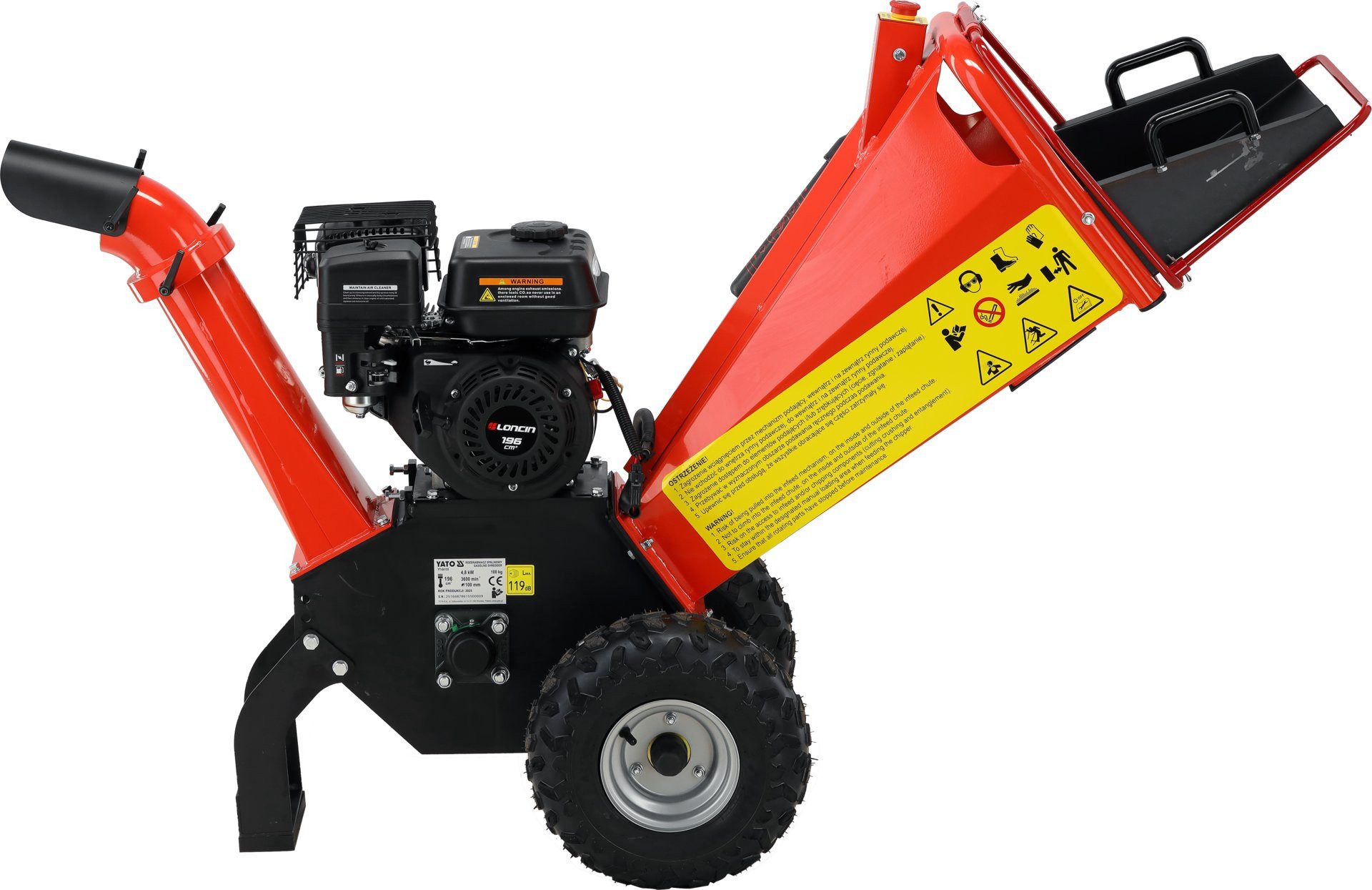 Yato Messerhäcksler Benzin Gartenhäcksler 4,8kW / 6,53PS Schnittstärke bis 100mm – Bild 4 von 5