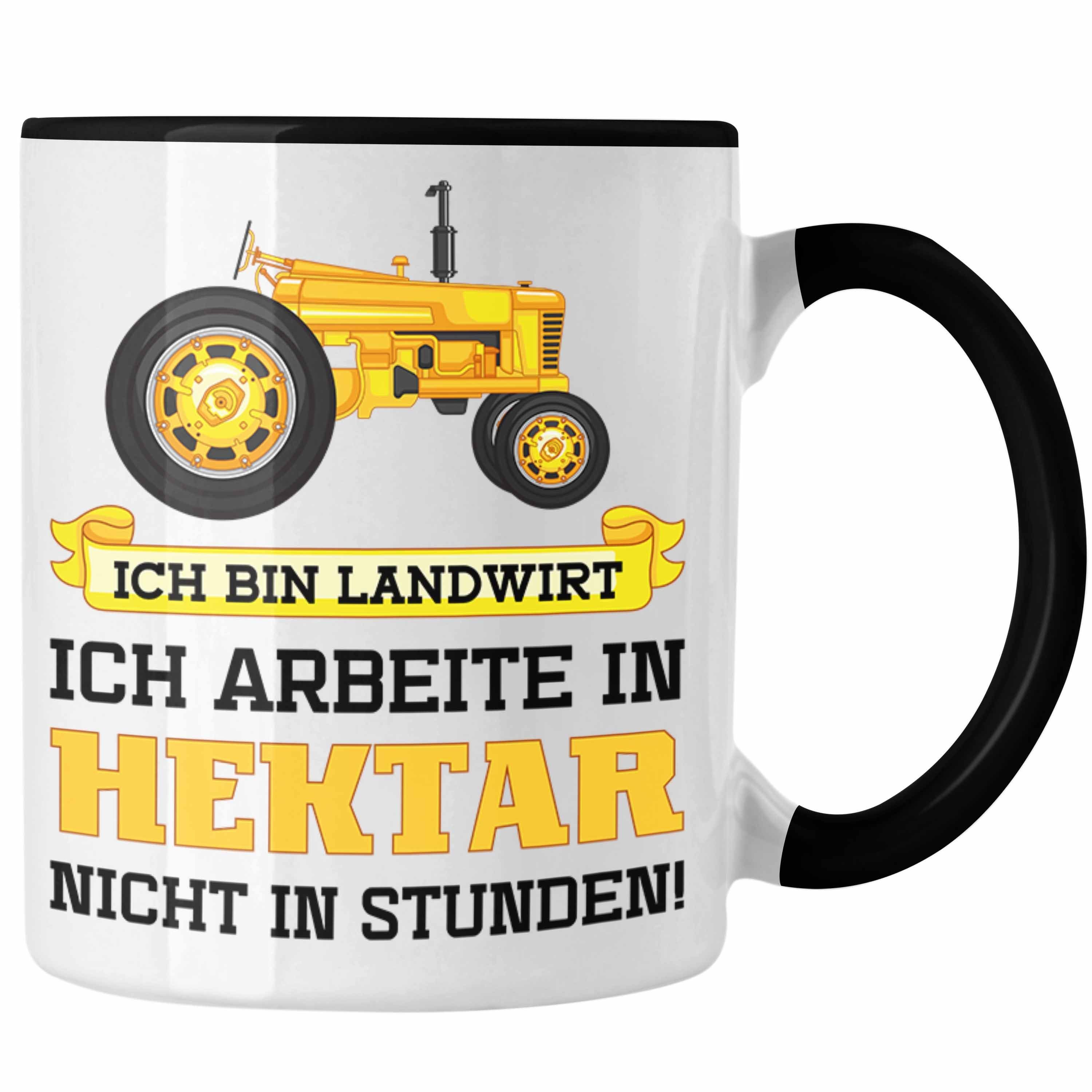 Trendation Tasse Trendation - Landwirt Geschenk Tasse Landwirtschaft Geschenke für Männer Traktor Spruch Kaffeetasse Schwarz