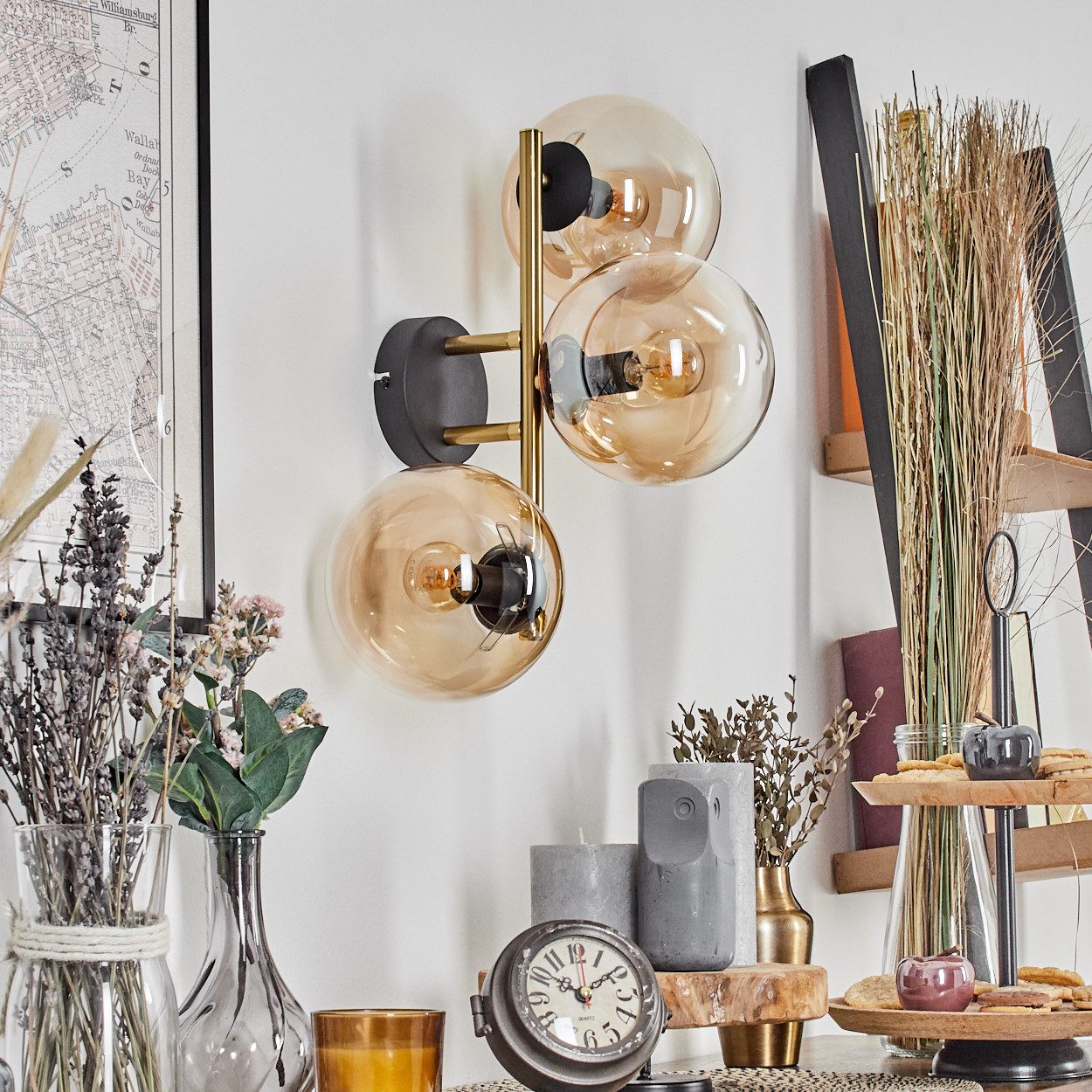 hofstein Wandleuchte Wandlampe aus Metall/Glas in günstig online kaufen