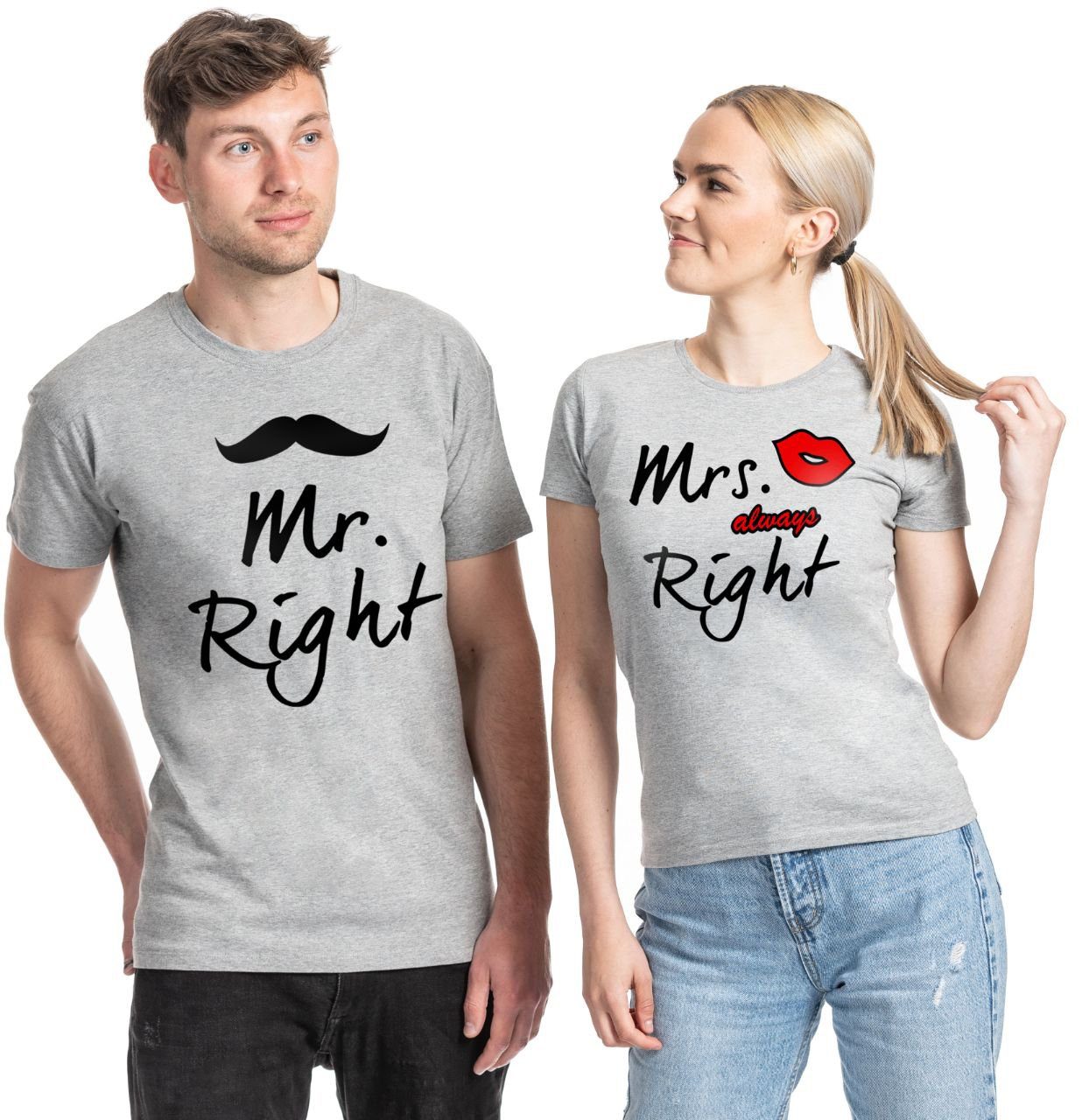 Youth Designz T-Shirt Mr. Right & Mrs. Always Right Partner T-Shirt für Pärchen
