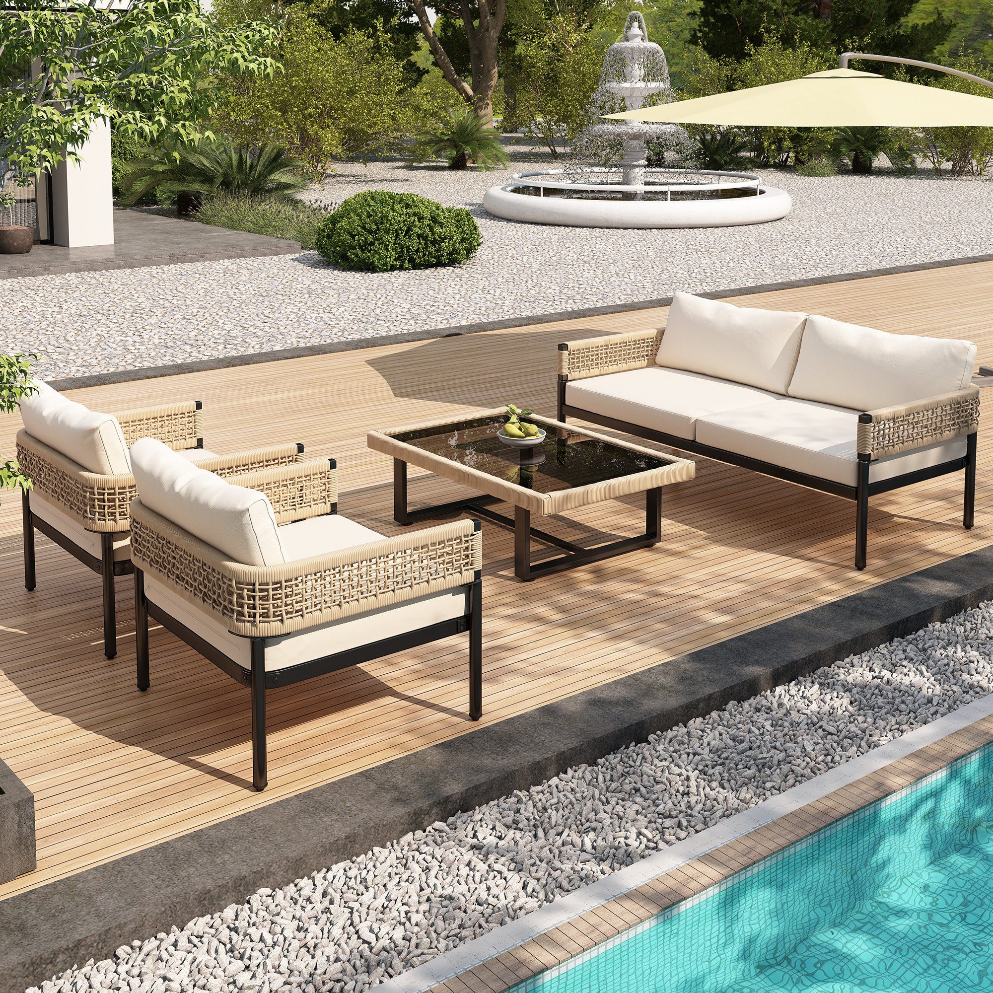 Celya Gartenlounge-Set Gartenmöbel-Set aus Seil, mit günstig online kaufen