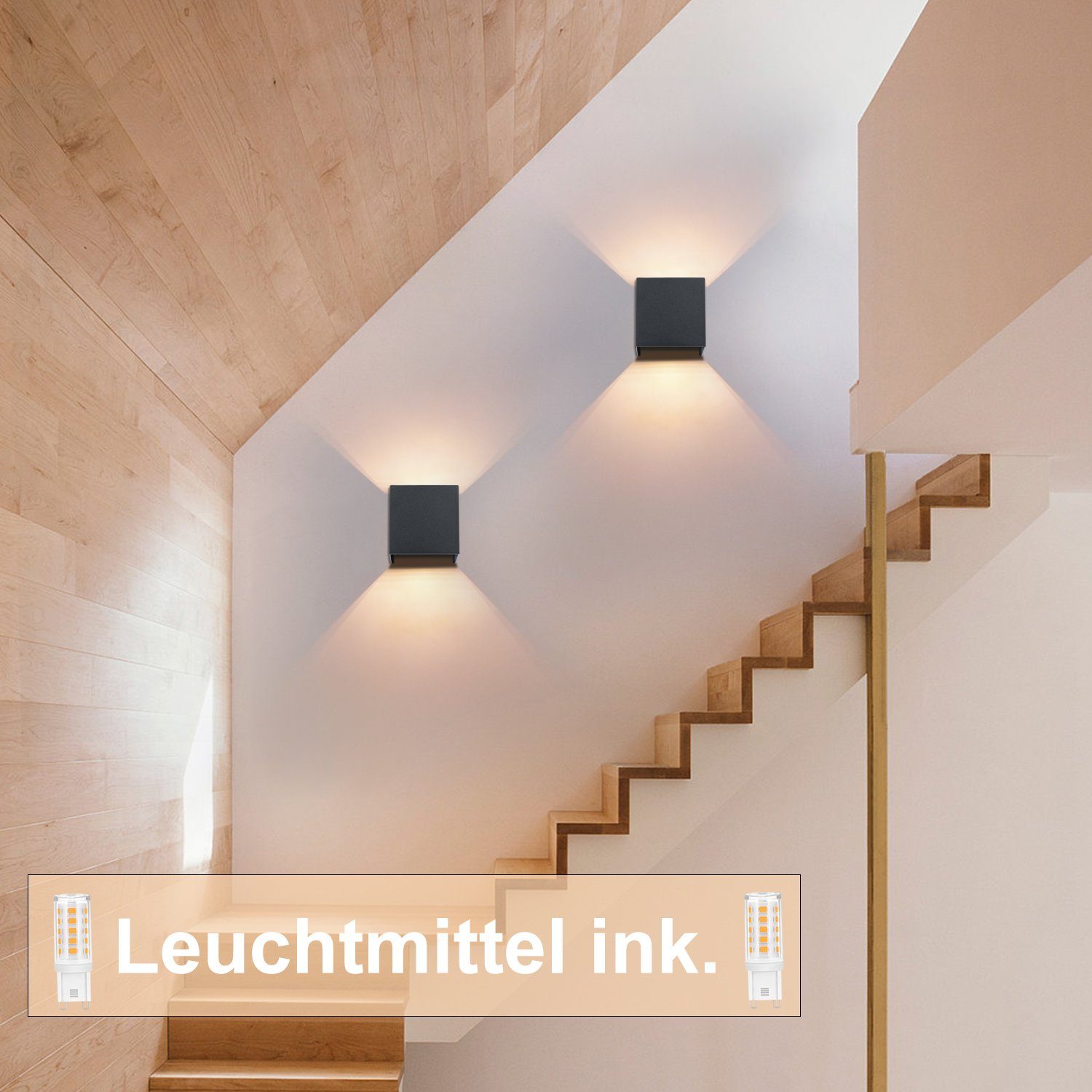 ZMH Außen-Wandleuchte Auf und ab Einstellbarer Lichtstrahl 3W Innen/Außen, Mit G9 Leuchtmittel, Warmweiß, modern Wandlampe