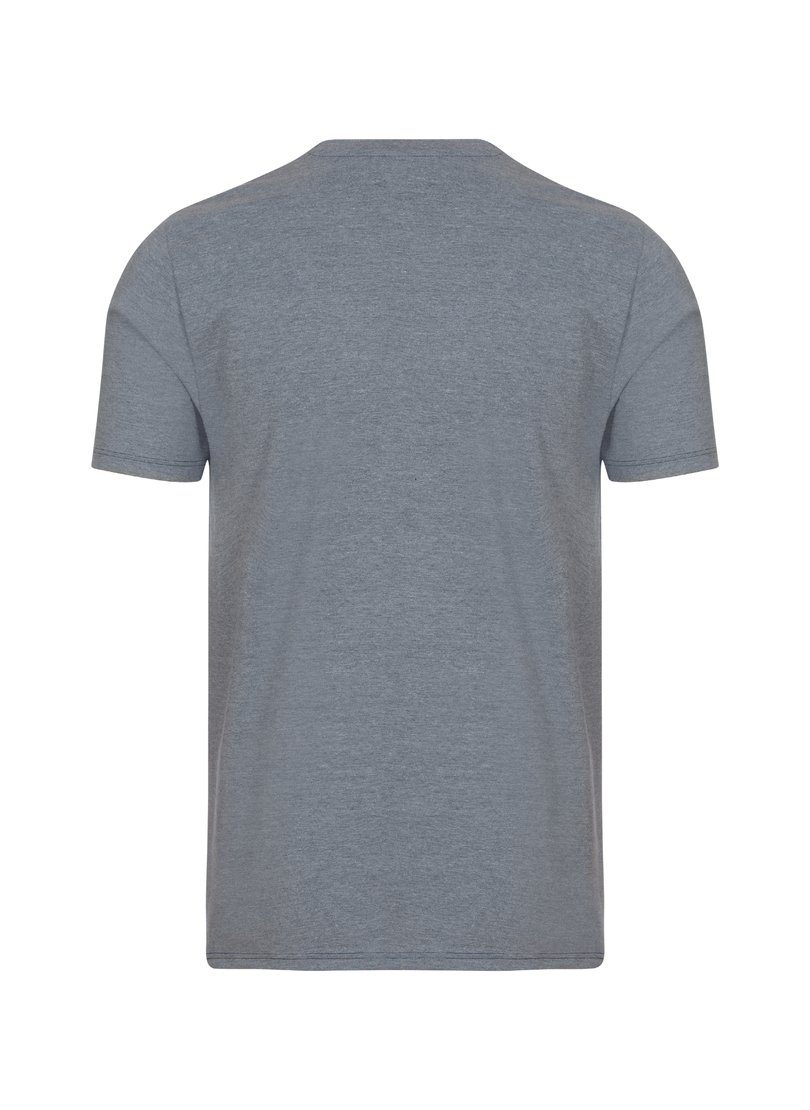 DELUXE T-Shirt Trigema TRIGEMA steingrau-melange V-Shirt Baumwolle