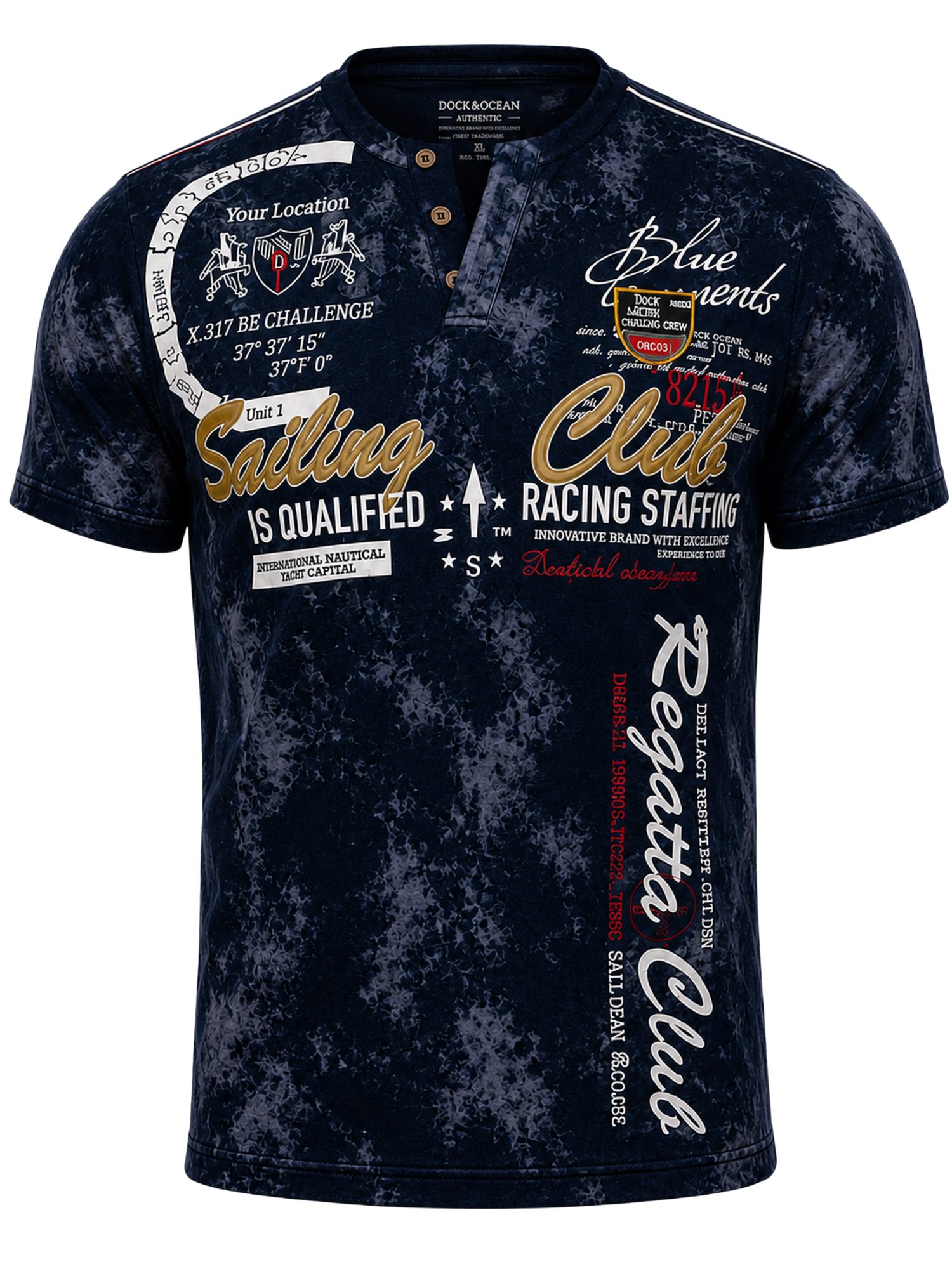 L.gonline Kurzarmshirt Herren T-Shirt, Sommershirt, Batik Optik, 2879 Navy XXL (Shirt Kurzarmshirt Tee, 1-tlg) Fitness Freizeit Casual – Bild 4 von 5