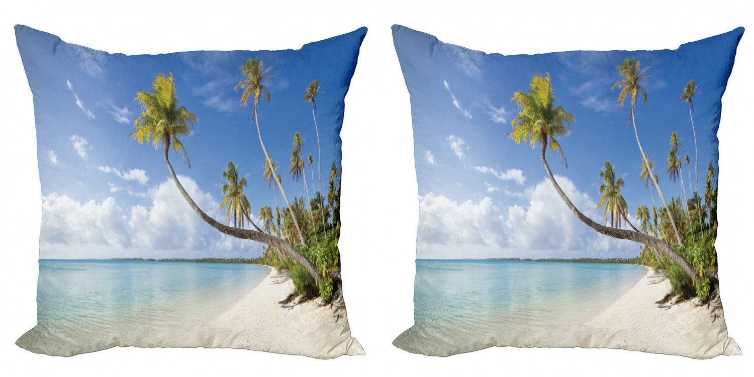 Kissenbezüge Modern Accent Doppelseitiger Digitaldruck, Abakuhaus (2 Stück), Fidschi Tropical Beach und Palm-Blätter