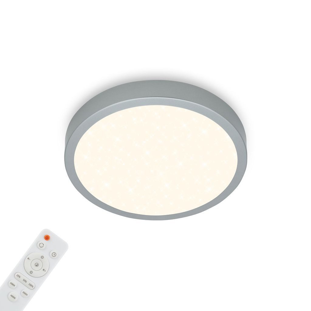 Briloner Leuchten LED Deckenleuchte 3701-014, Dimmfunktion, LED fest integriert, 2700K - Extra-Warmweiß, Deckenlampe, 28x4cm, Silber, 18W, Wohnzimmer, Schlafzimmer, Küche