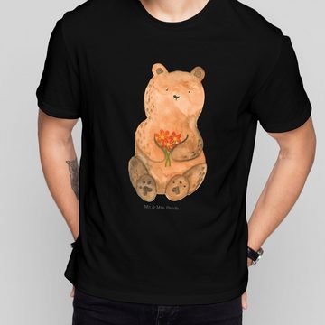 Mr. & Mrs. Panda T-Shirt Dankbär - Schwarz - Geschenk, Shirt, Lustiges T-Shirt, Blumen, Teddy, (1-tlg)