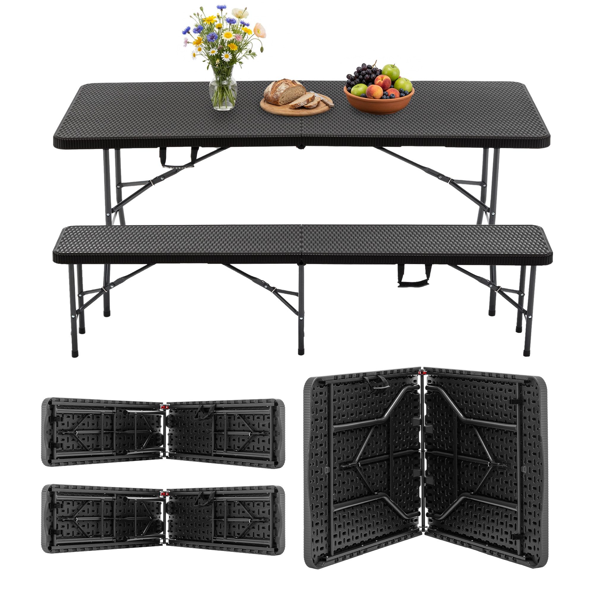 Thanaddo Klapptisch Bierzeltgarnitur Partytisch,Gartentisch,Campingtisch, Gartenmöbel Set,Klappbar & Wasserabweisend