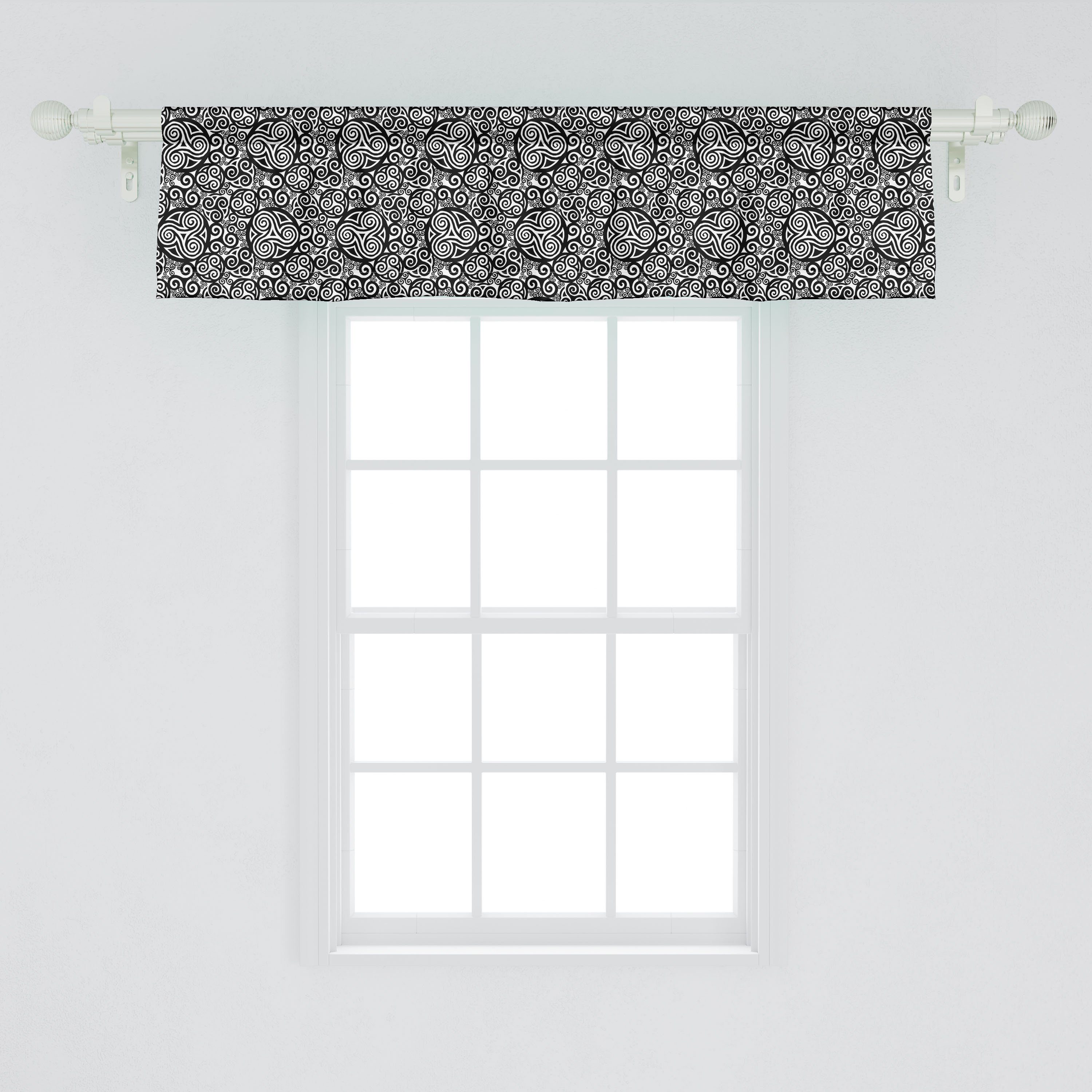 Scheibengardine Vorhang Volant für Küche Kunst Abstrakt Stangentasche, Triskelion mit Abakuhaus, Schlafzimmer Monochrome Microfaser, Dekor