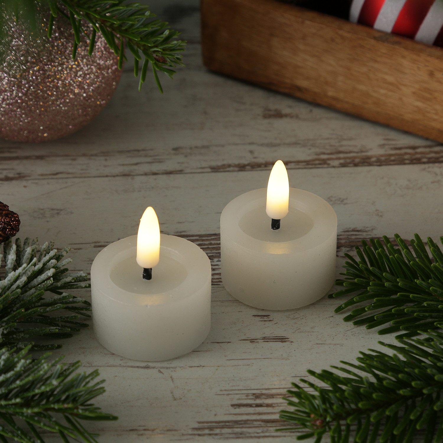 MARELIDA LED-Kerze LED Teelichter Lina Rustik Optik mit Batterien Echtwachs günstig online kaufen