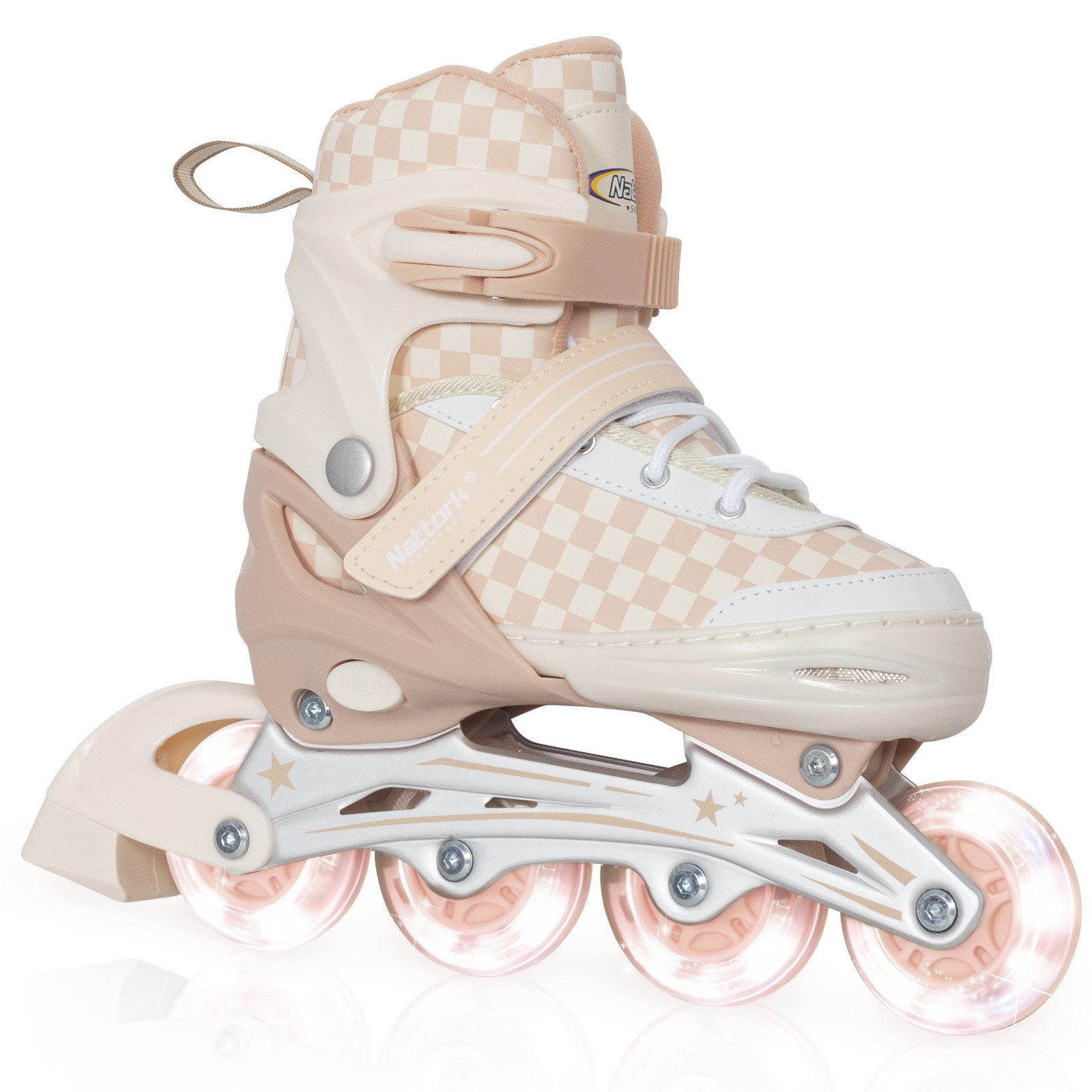 Nattork Inlineskates Kinder Inline-Skates für Mädchen und Jungen, größenverstellbar, Inliner mit leuchtenden Rollen, stabiler Unterstützung für Anfänger