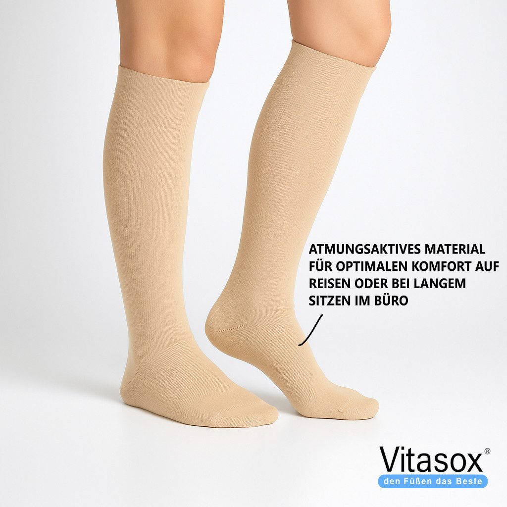 Vitasox Stützkniestrümpfe für Damen und Herren 2 Paar - Stützwirkung und Kompression (2-Paar) leichte bis mittlere Kompression