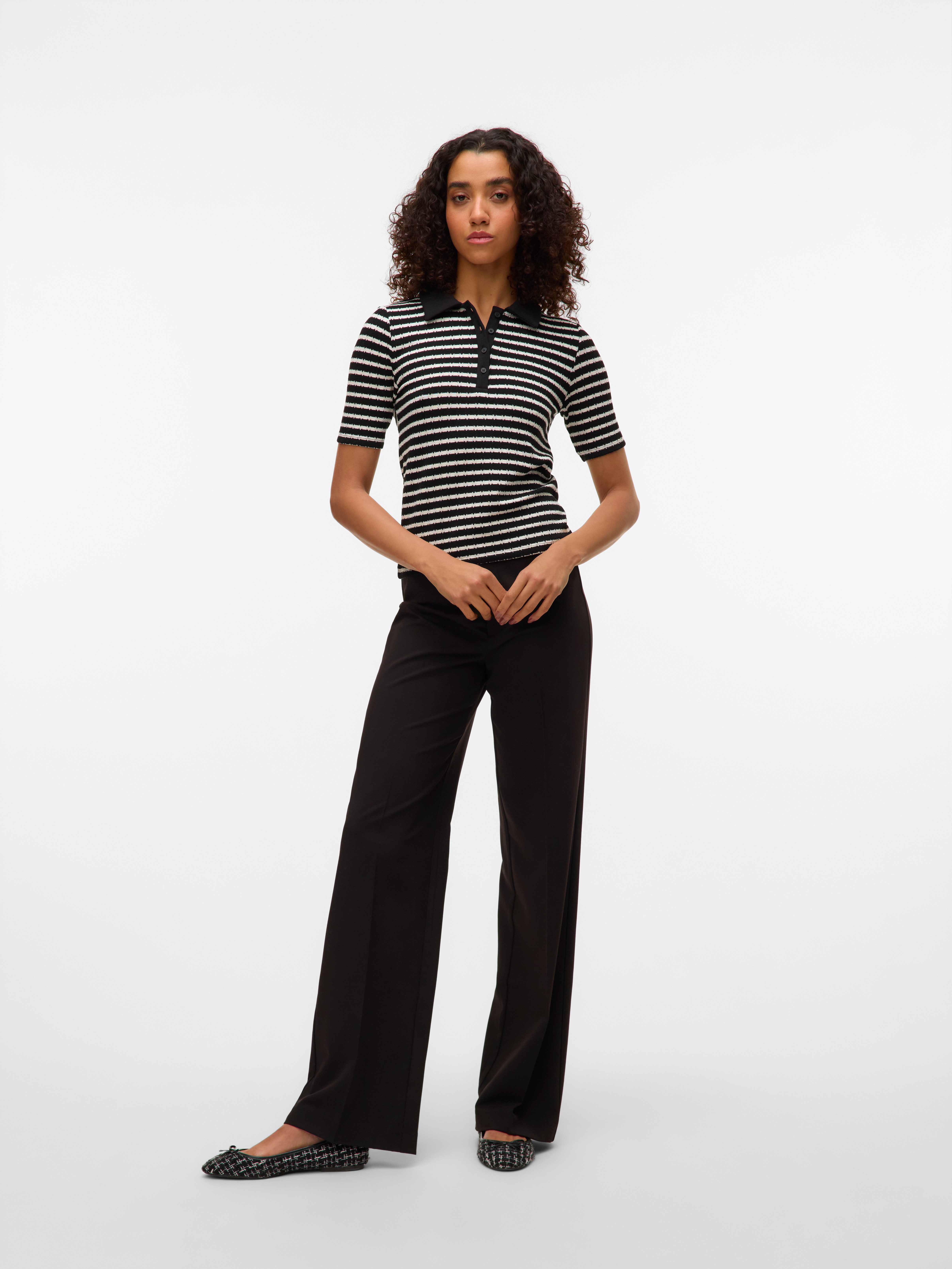 Vero Moda Anzughose VMTEXAS MW STRAIGHT PANT NOOS Materialmix, straight fit