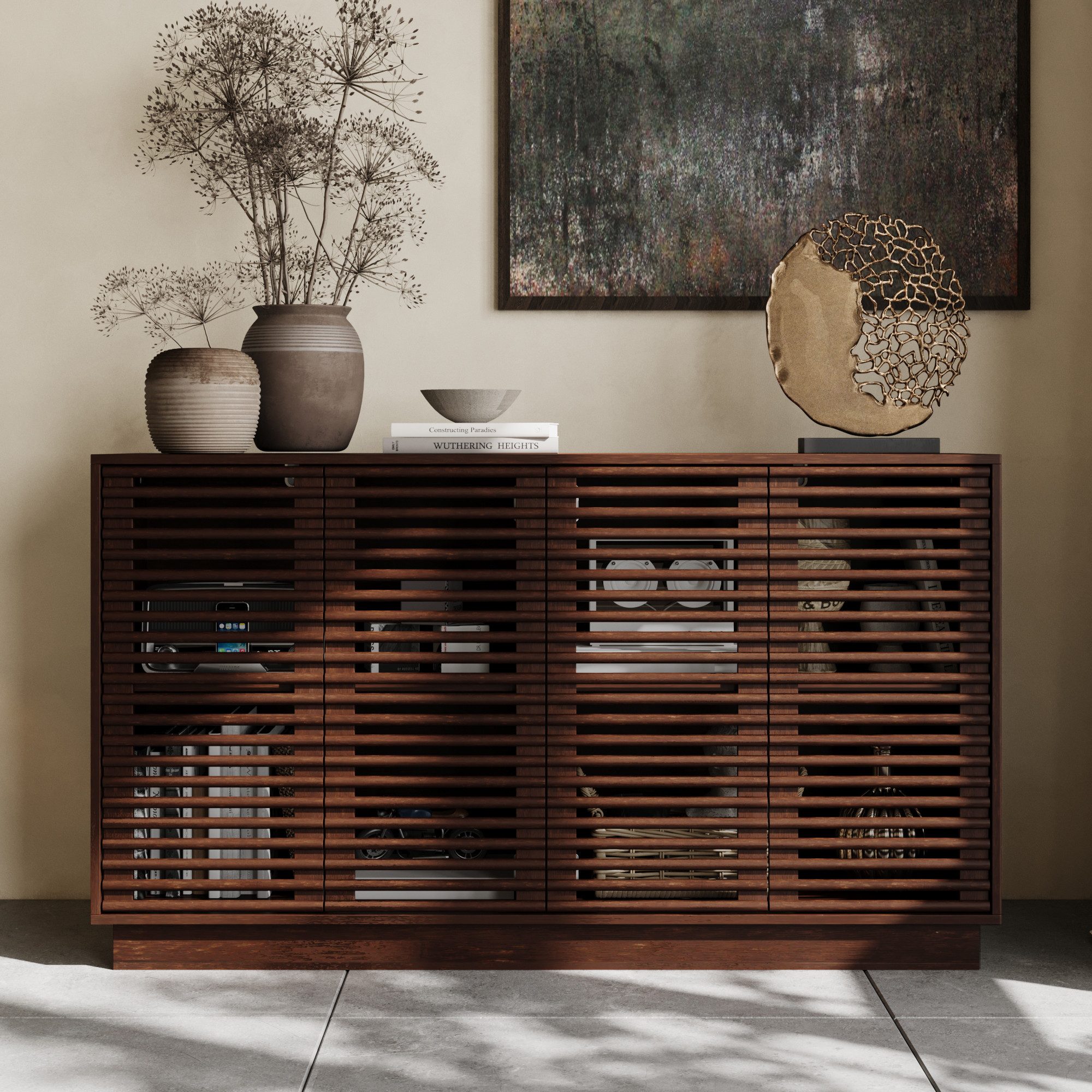 FUFU&GAGA Sideboard mit 2 Türen und 4 verstellbarer Einlegeböden, Braun günstig online kaufen