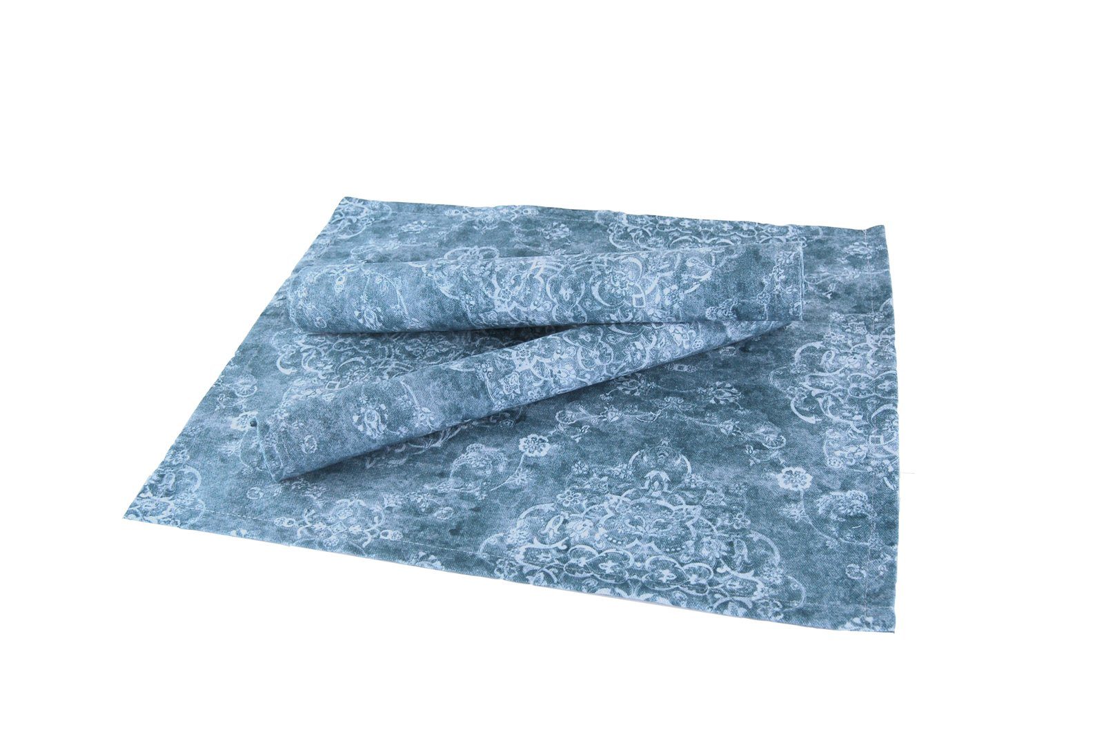 Platzset, Ritual, beties, (1 Ornamente Batik-Look ca. Stück Jeans-blau Platzset), Tischdeko Tischset wellness-blau 35x45 cm