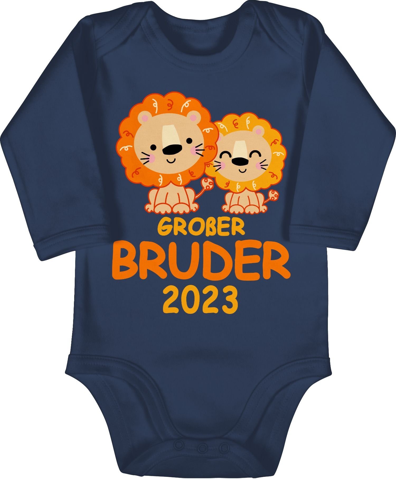 Shirtracer Shirtbody Großer Bruder 2023 mit Löwen Großer Bruder 1 Navy Blau