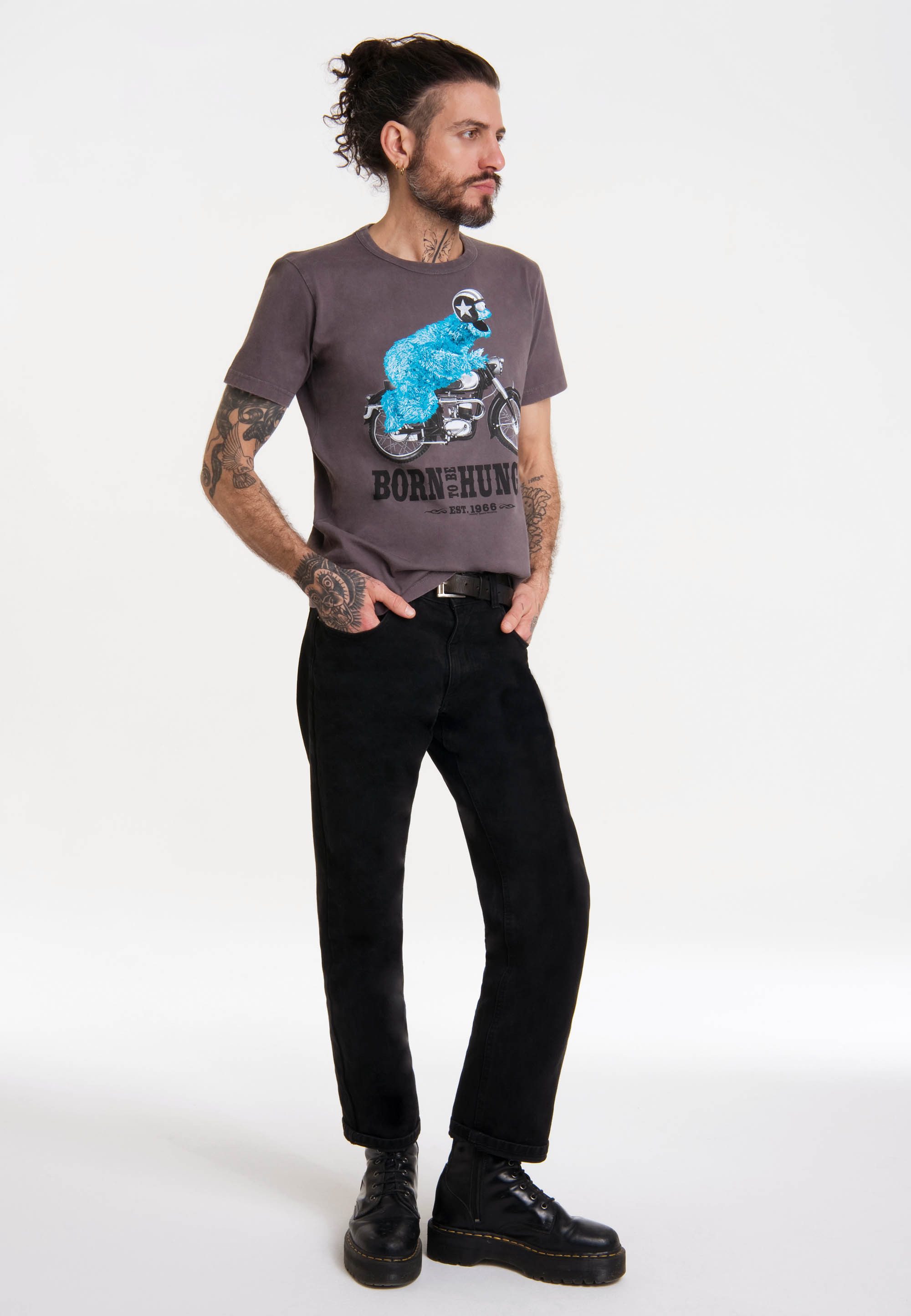 LOGOSHIRT T-Shirt Sesamstrasse - Krümelmonster Motorrad mit lizenziertem Pr günstig online kaufen