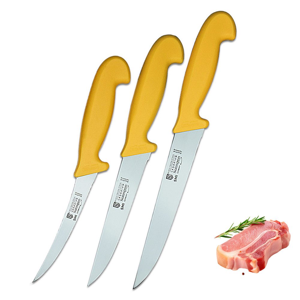 SMI Kochmesser 3-tlg Küchenmesser set Solingen Metzgermesser Fleischer Ausbeinmesser