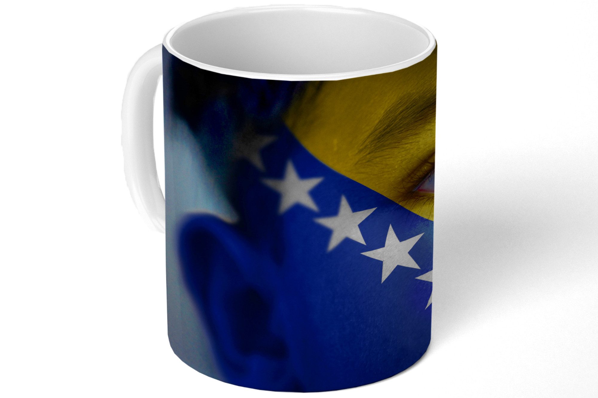 MuchoWow Tasse Flagge von Bosnien und Herzegowina, 1-tlg., Keramik, Kaffeetassen, Teetasse, Becher, Kaffeebecher, Geschenk