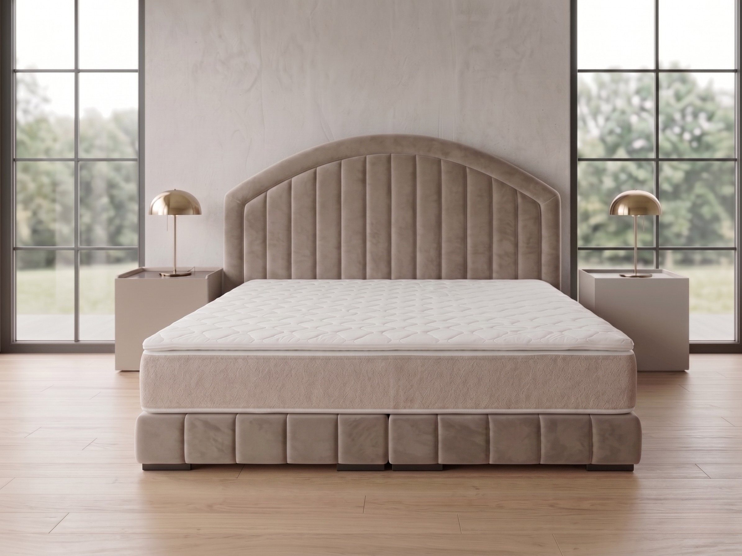 A&J MöbelLand GmbH Polsterbett LEON mit Kopfteil - Stilvolles Bettgestell für Ihr Schlafzimmer (Länge: 209 cm, Höhe Kopfteil: 110 cm, 4 Kopfteil-Varianten, 7 Gr – Bild 3 von 5