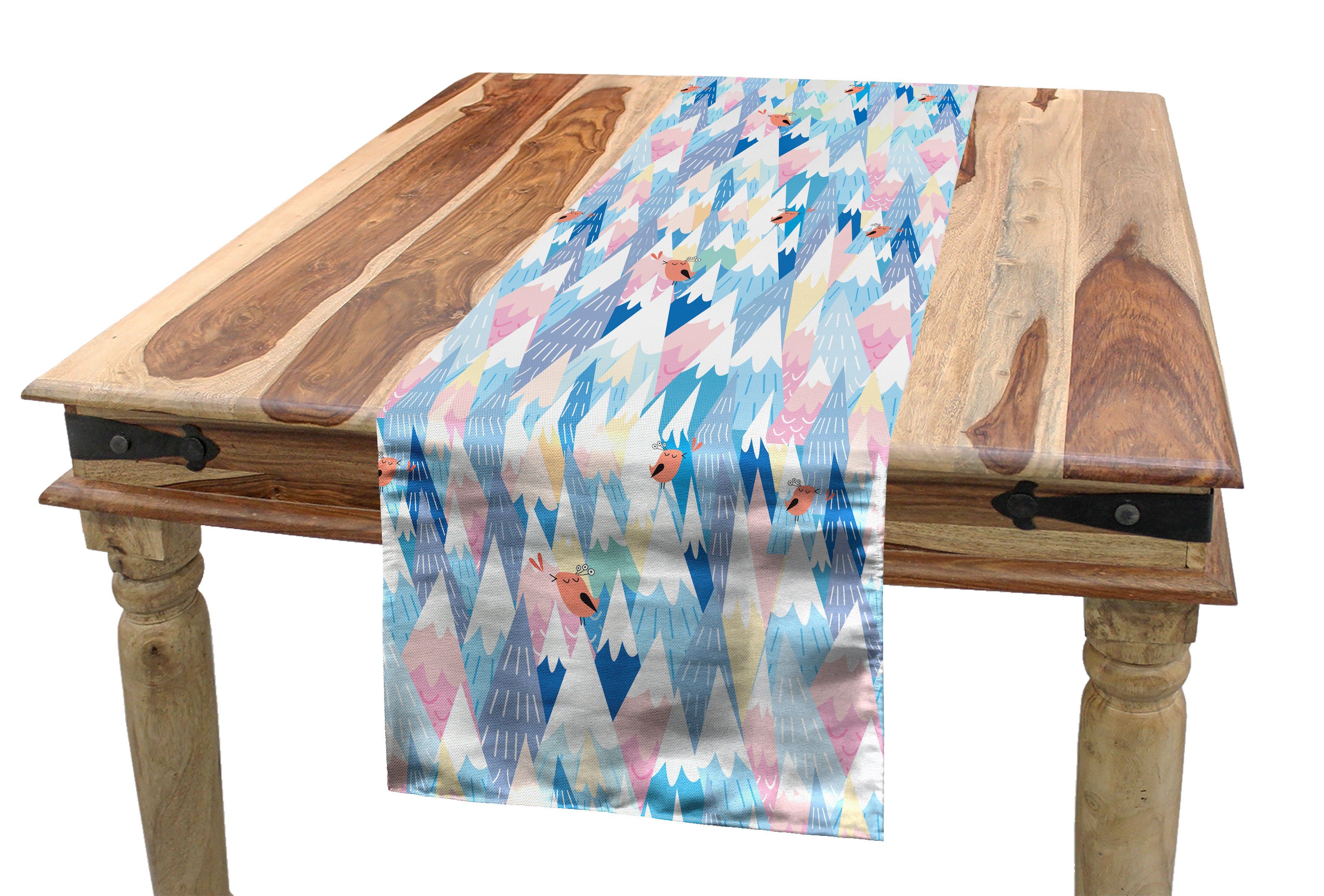 Abakuhaus Tischläufer Esszimmer Küche Rechteckiger Dekorativer Tischläufer, Vögel Vögel auf Bergspitzen