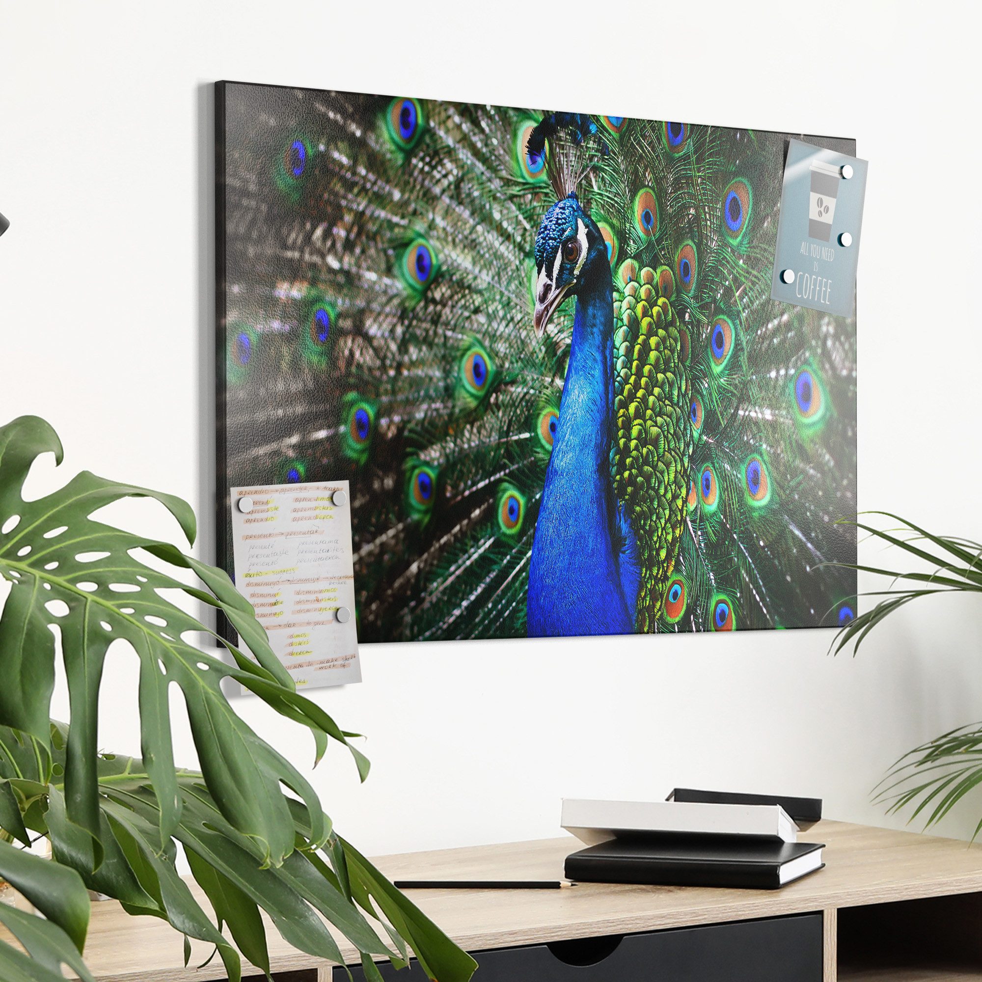 DEQORI Magnettafel 'Schönheit des Gefieders', Metall Whiteboard für alle Magnete, Magnetboard magnetisch