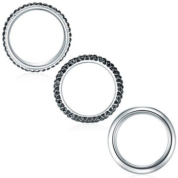 Lulu & Jane Fingerring 3er Set Ringe verziert mit Kristallen von Swarovski® weiß
