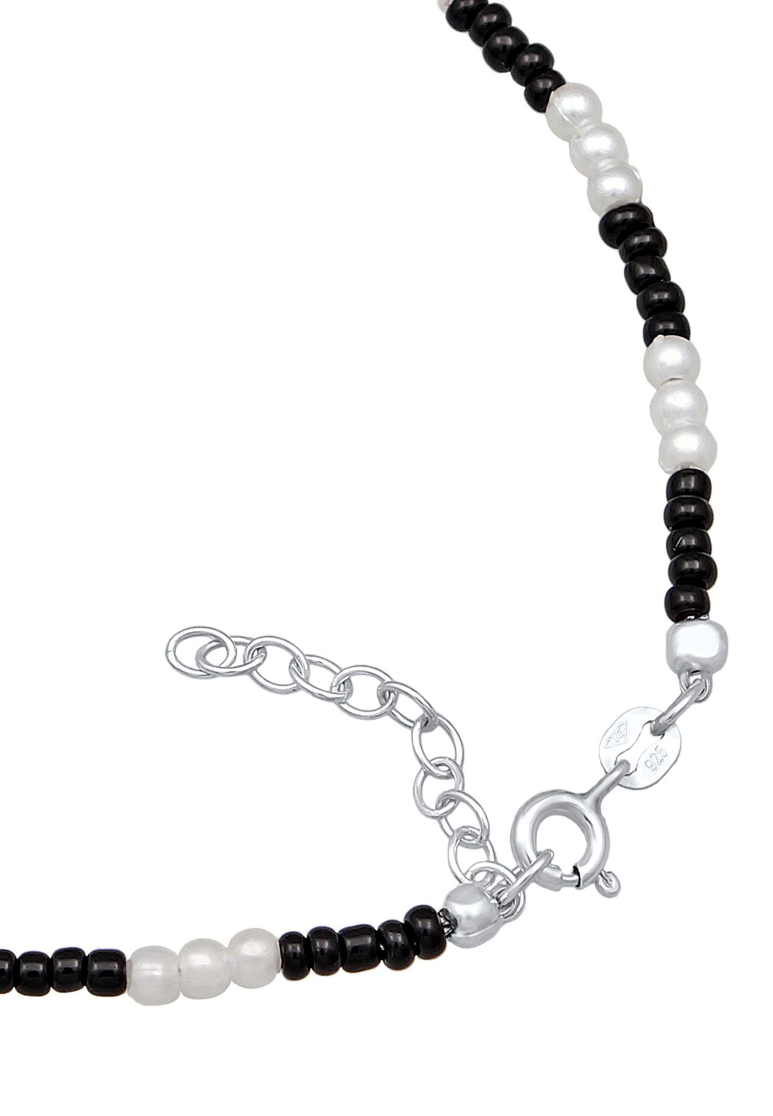 Elli Fußkette Yin Yang Glasperlen synth. Perlen 925 Silber, Yin und Yang