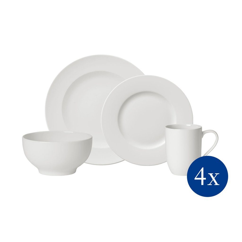 Villeroy & Boch Geschirr-Set For Me Geschirrservice 16-teilig (16-tlg), 4 Personen, Porzellan, Premium Porcelain, 16 Stck, mikrowellensicher,spülmaschinenfest, Made