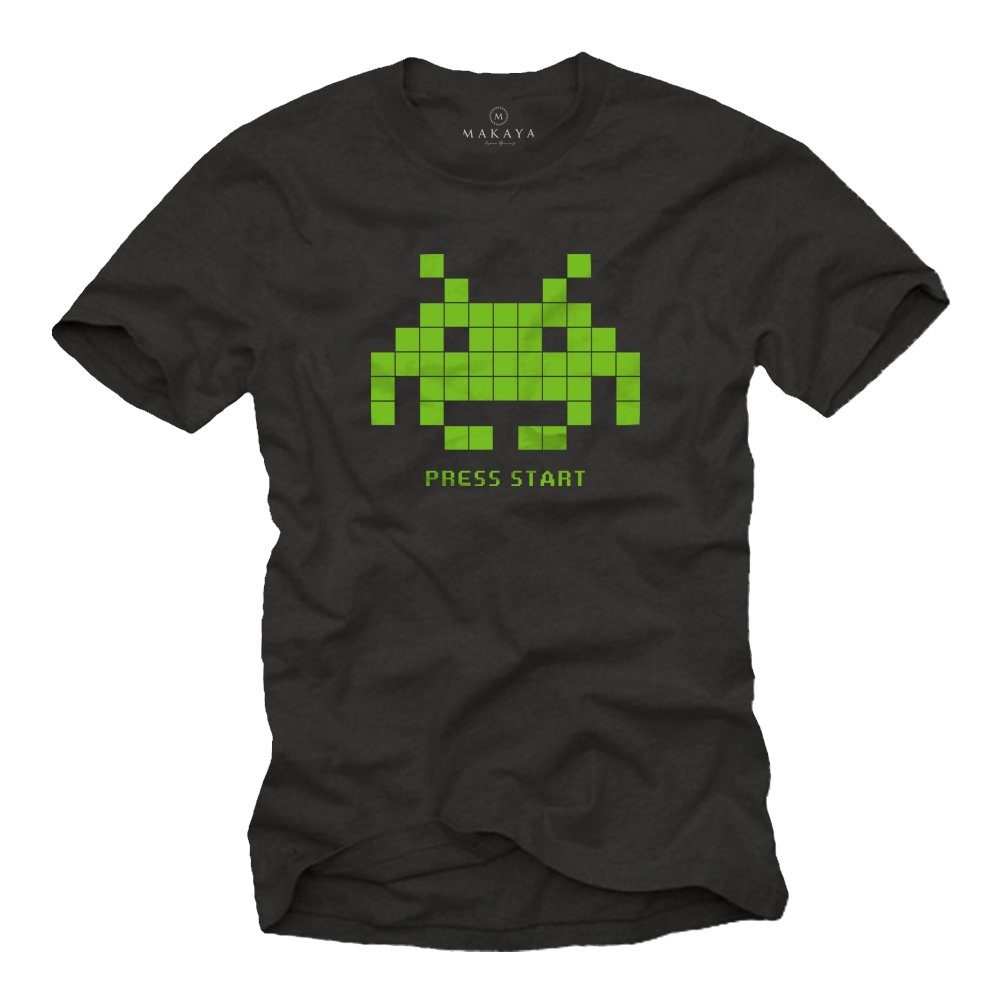 Print-Shirt Herren Oldschool Geschenke Gamer PC Computer Nerd Gaming Invaders