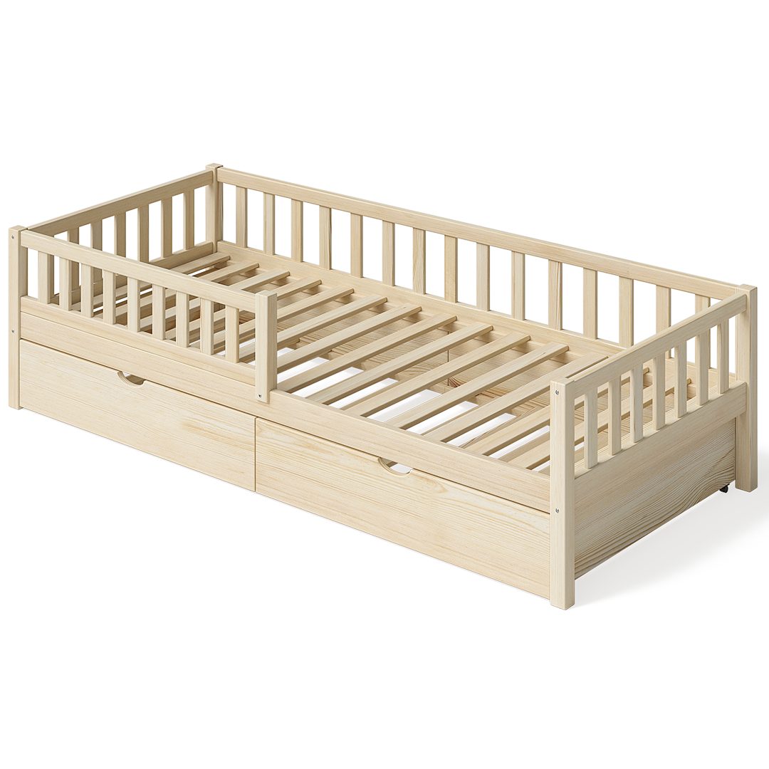 Bellabino Kinderbett Vils mit Lattenrost und Rausfallschutz 90x200 cm (natu günstig online kaufen