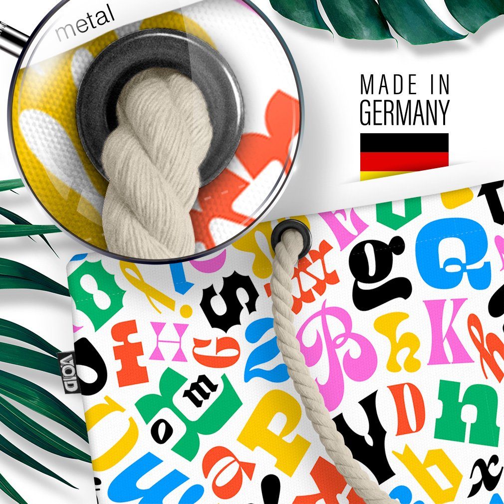 VOID Strandtasche (1-tlg), Buchstabensalat Buchstaben Bunt Alphabet buchstaben druck buch a b c