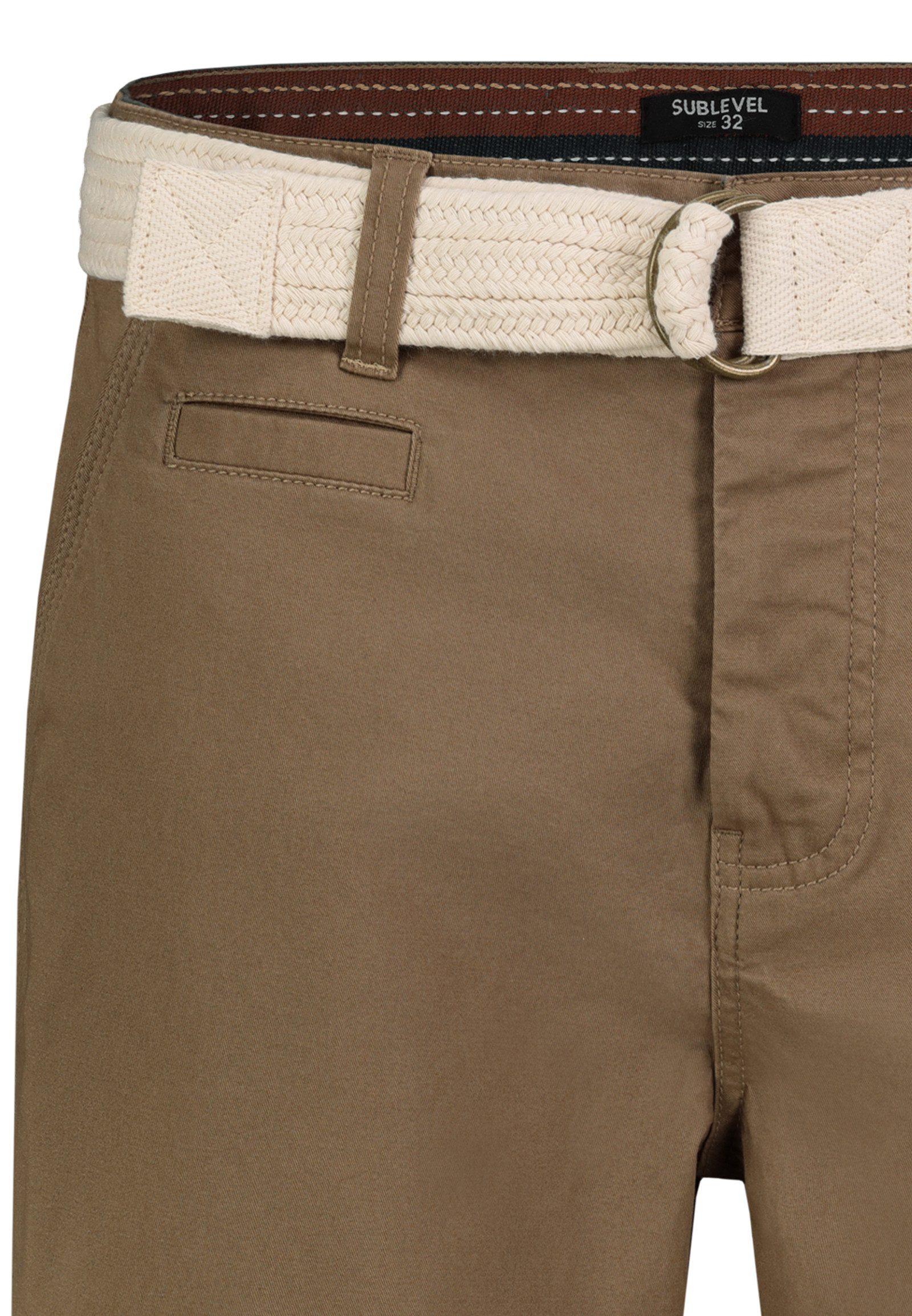 SUBLEVEL Bermudas Herren Chino-Shorts mit Gürtel Stretch-Twill Bermudashorts