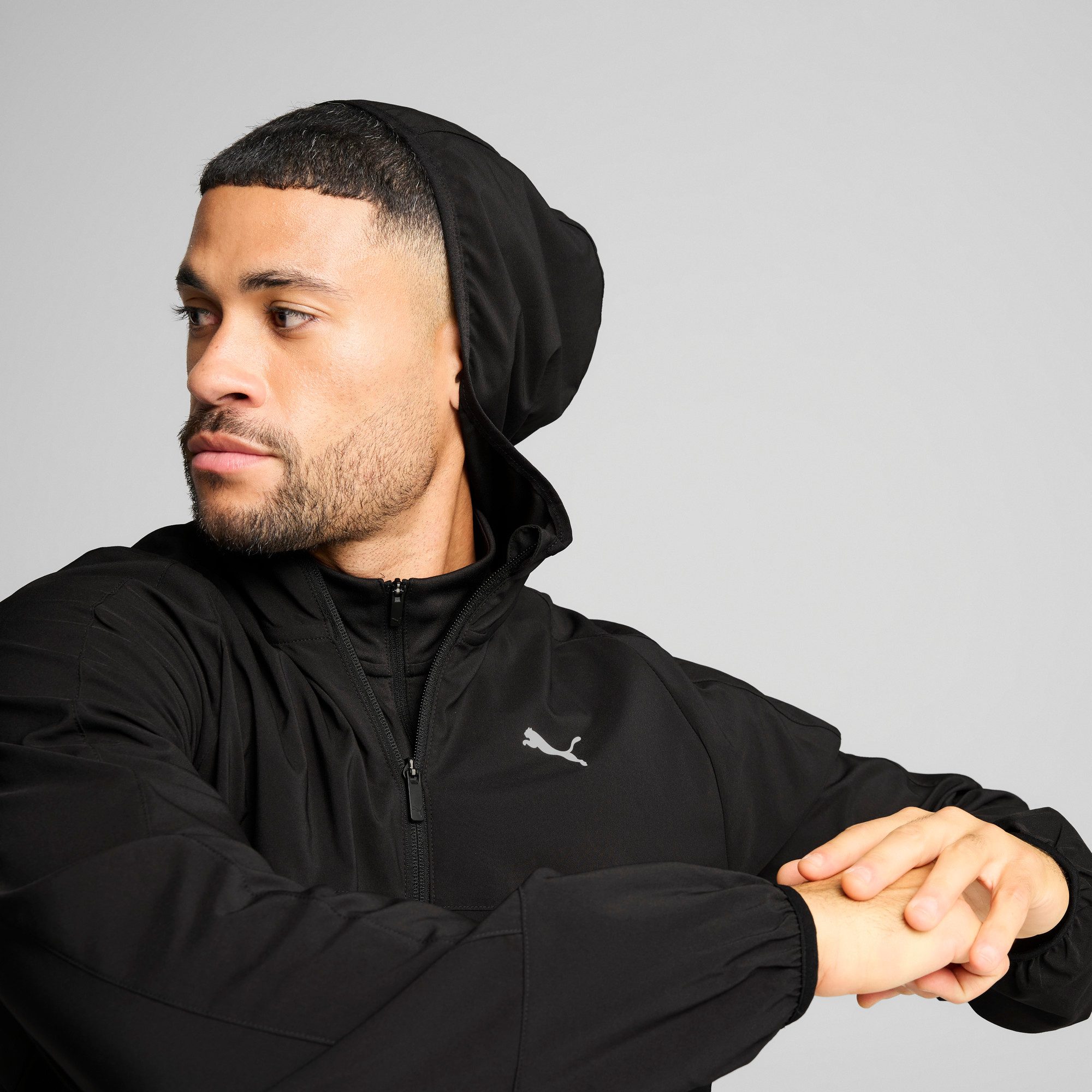 PUMA Kapuzensweatjacke M TAD TECH WOVEN FULL ZIP mit Kapuze, für sportliche Aktivitäten, atmungsaktives Material – Bild 4 von 5