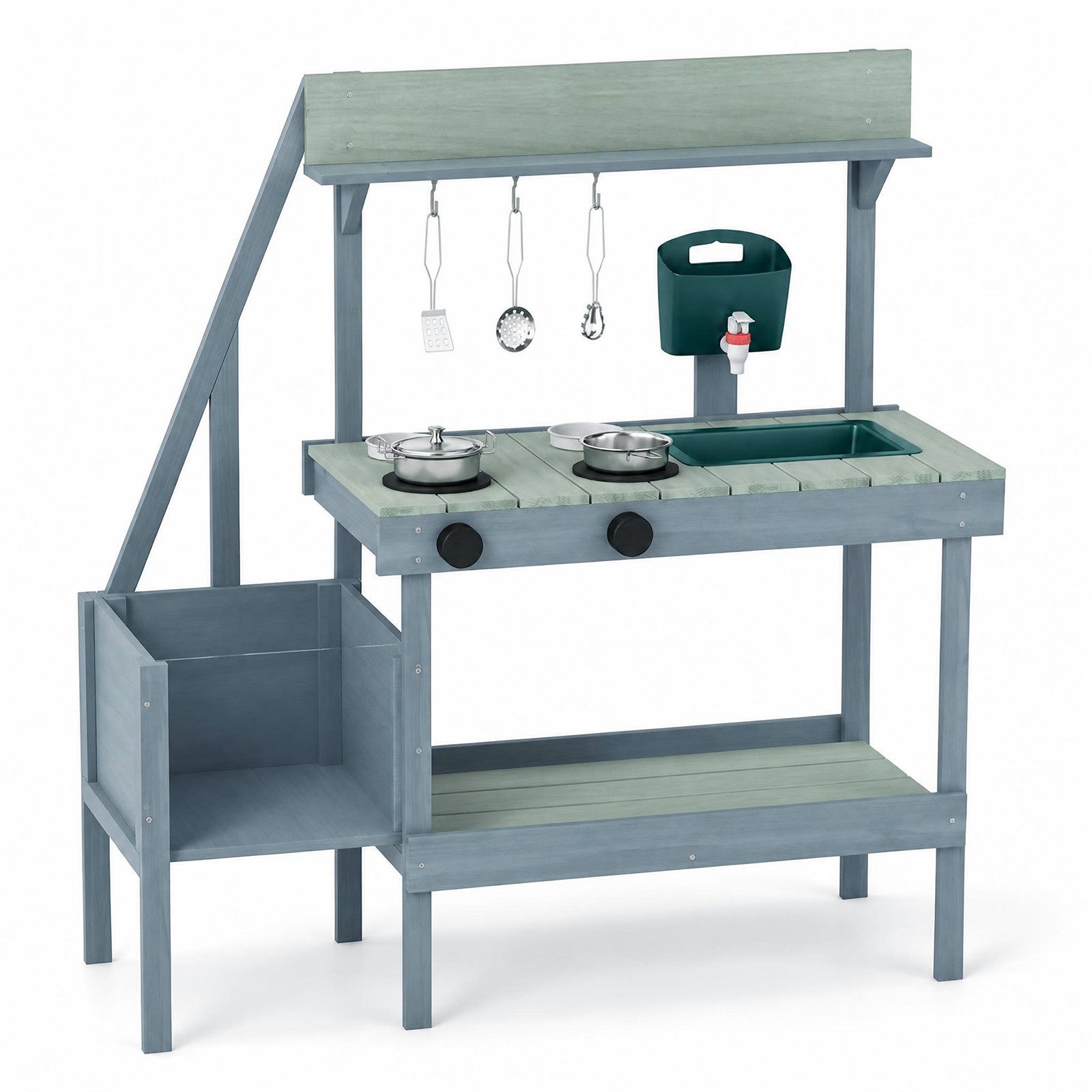 KOMFOTTEU Outdoor-Spielküche Matschküche Outdoor, Holz mit Wassertank