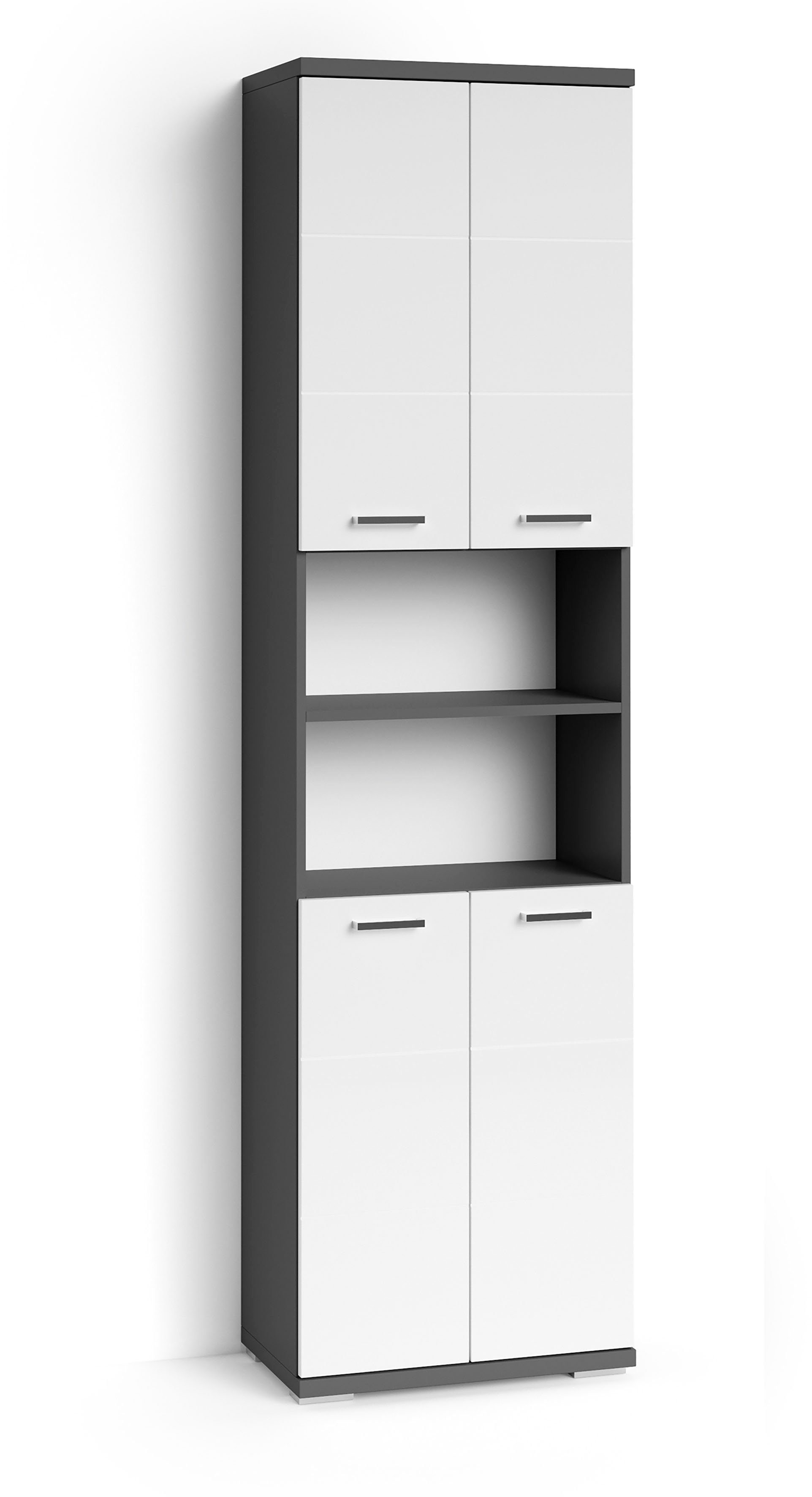 byLIVING Hochschrank Nebraska Breite 50 cm, Badezimmerschrank mit Metallgriffen, viel Stauraum