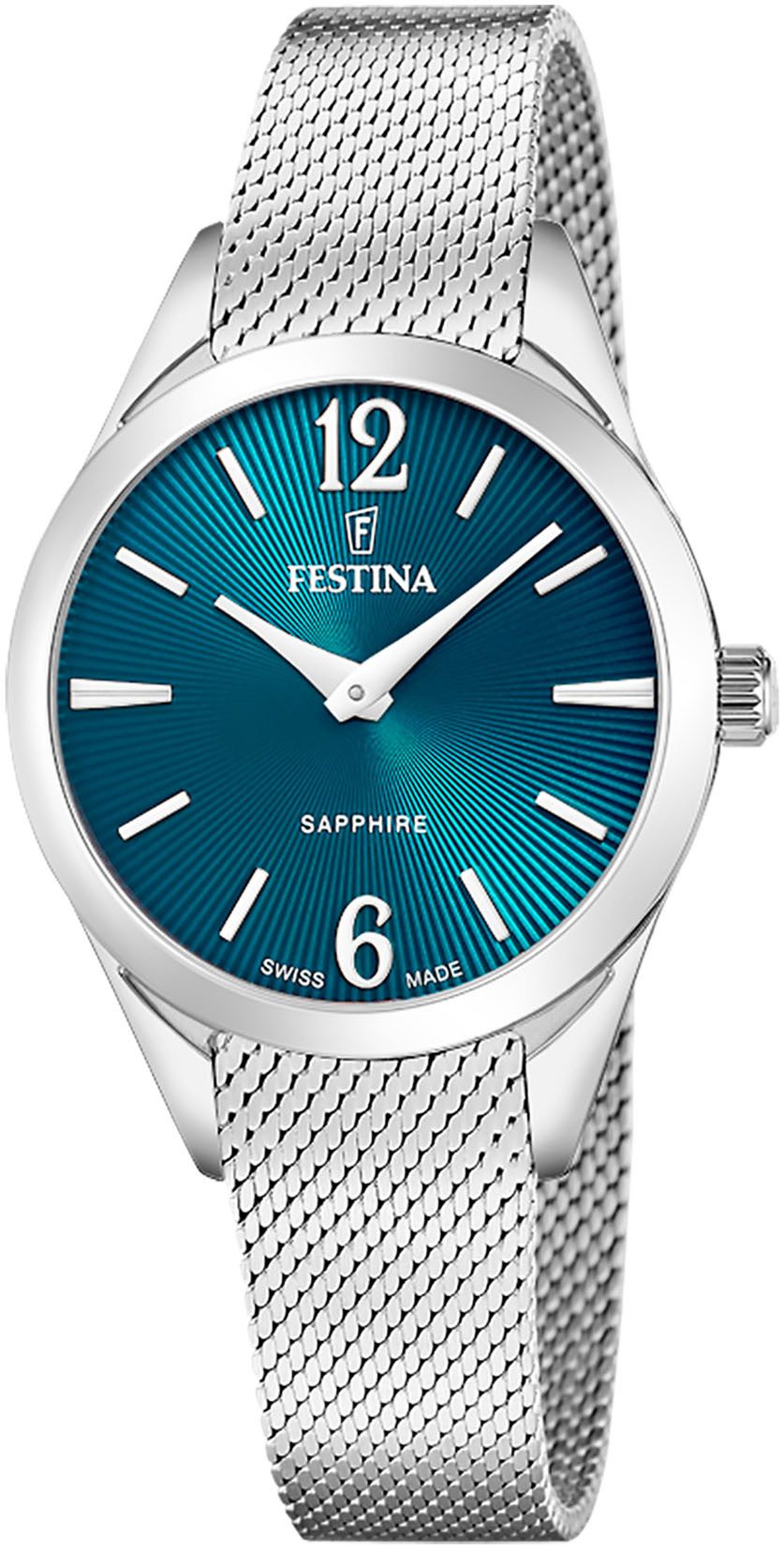 Festina Quarzuhr Grace F20076/4, Armbanduhr, Damenuhr, Swiss Made, Edelstahlarmband, Saphirglas