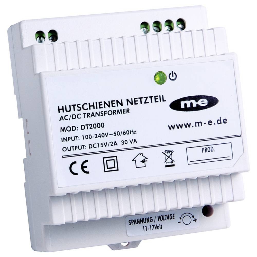 m-e Video-Türsprechanlage Elektronisches-Hutschienen-Netzteil DT-2000 DC 15 V/ 2 A 40778