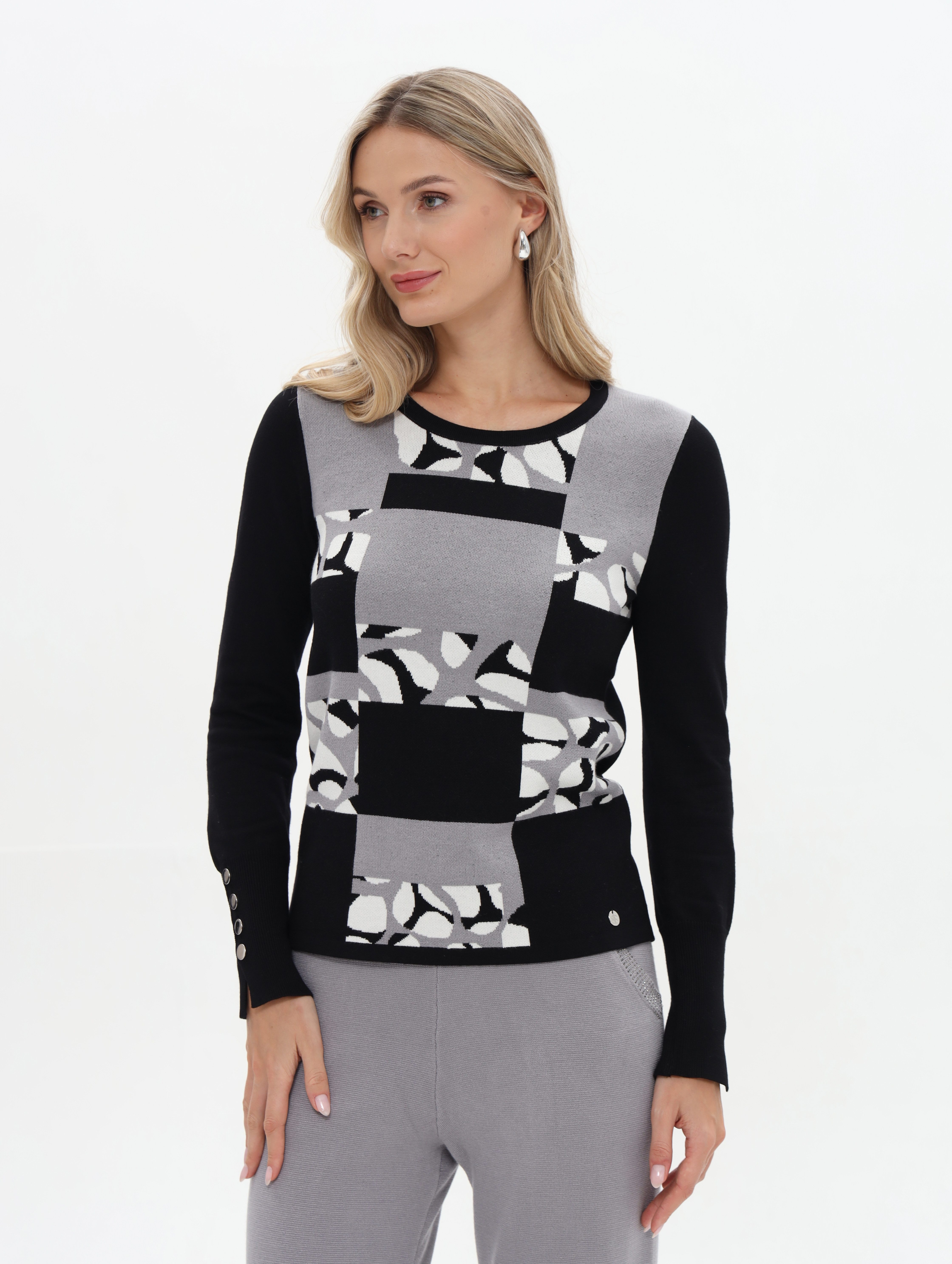 Strickpullover im Colorblock-Muster