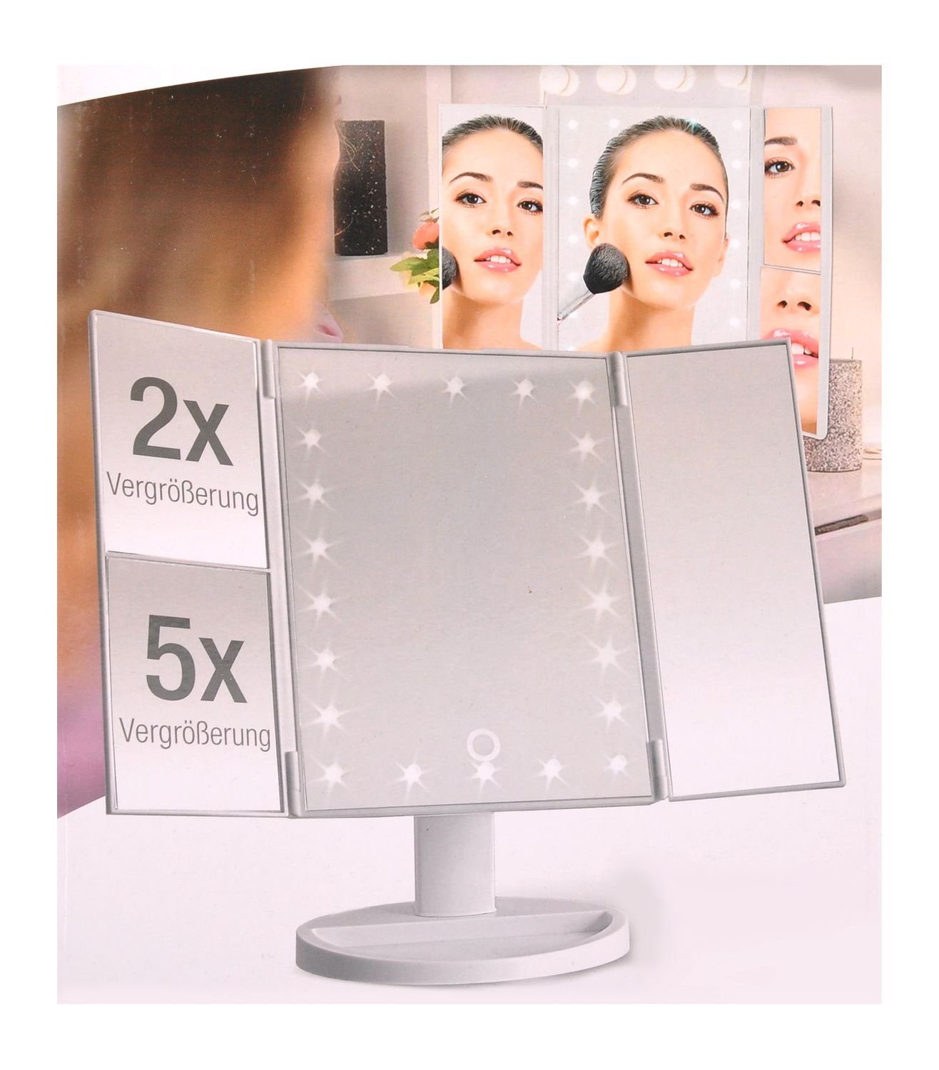 LED-Lichtspiegel LED-Kosmetikspiegel Schminkspiegel Klappspiegel Vergrößerungsspiegel