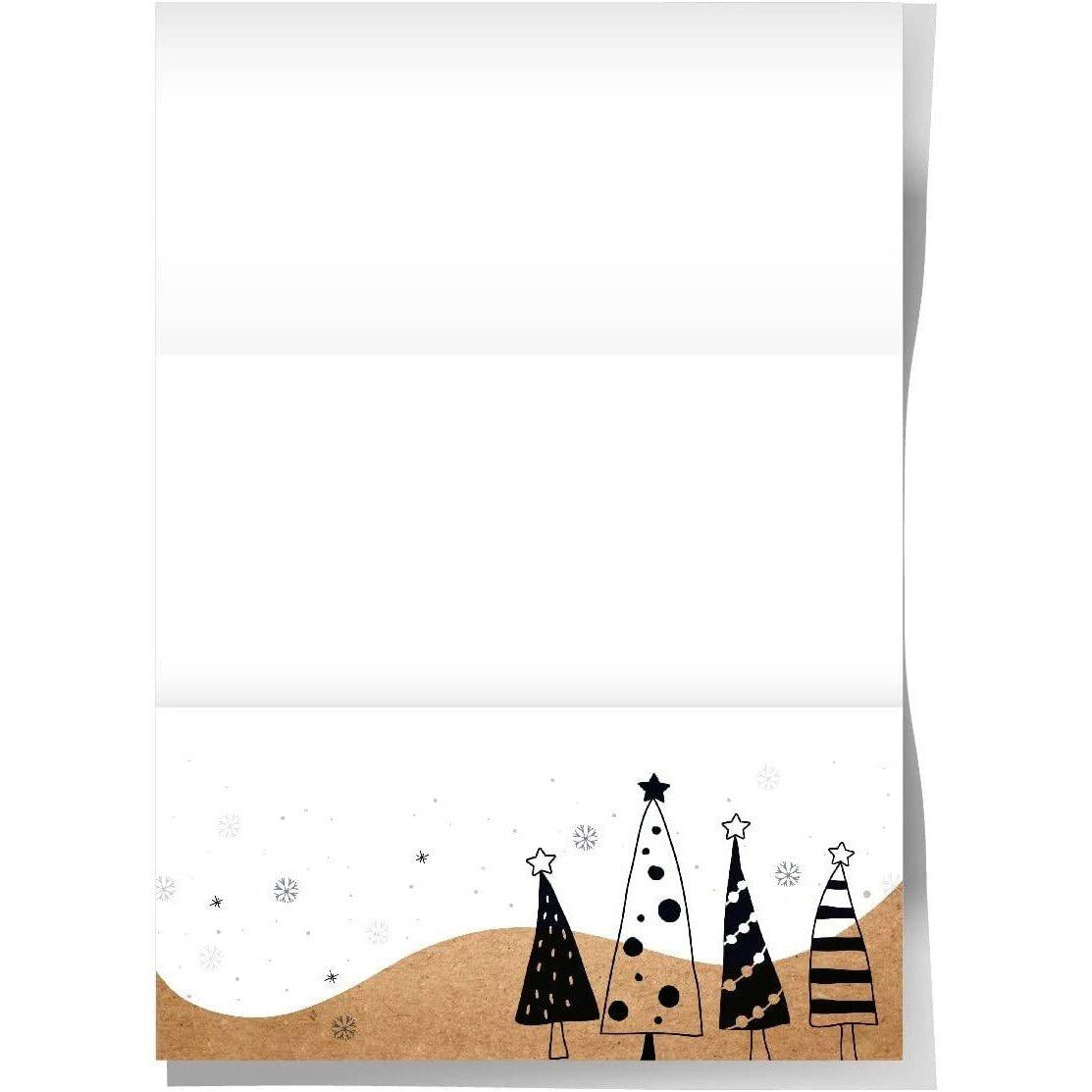 Logbuch-Verlag Klappkarte Weihnachtsbriefpapier DIN A4 Kraftpapier-Optik Bäume Schneeflocken