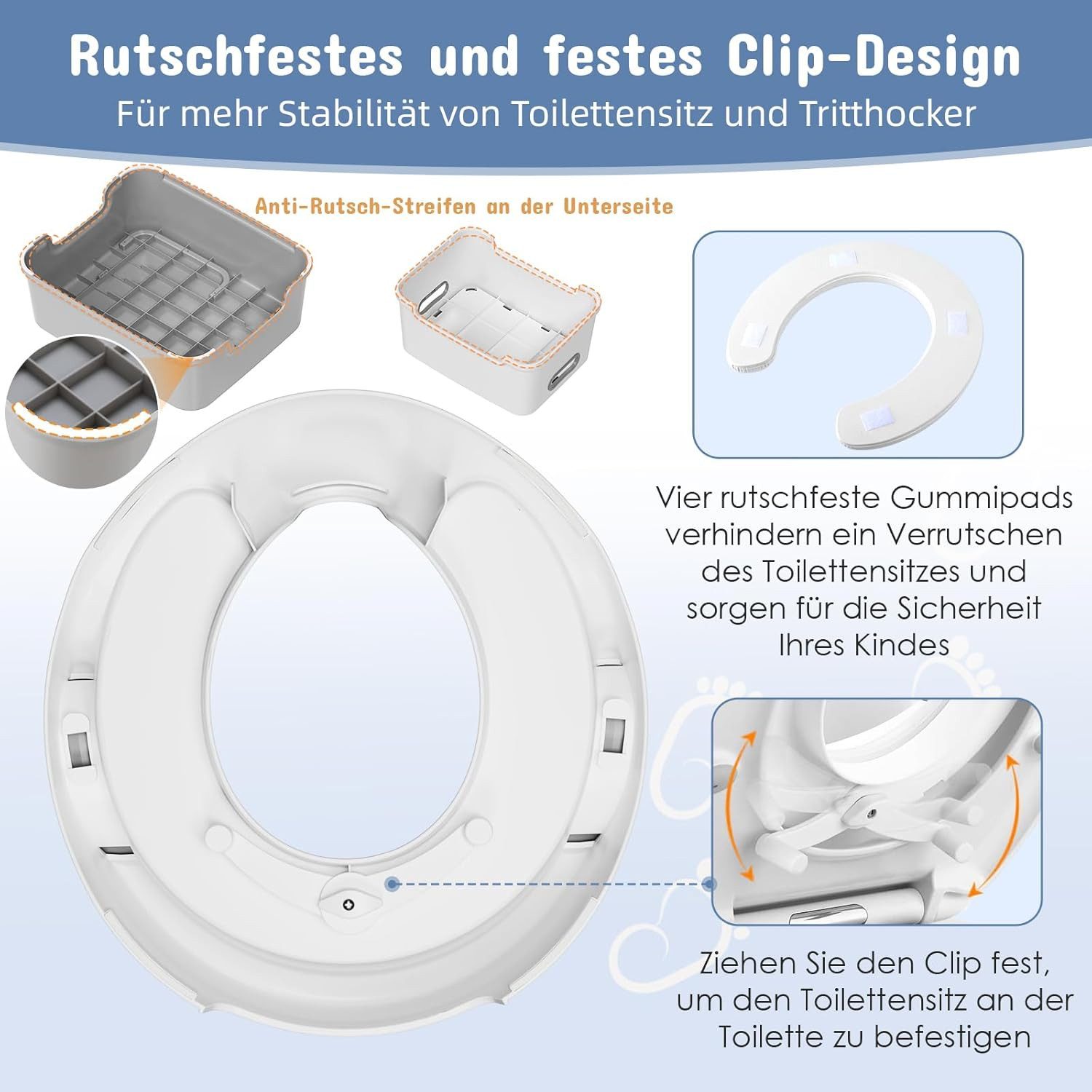 TLGREEN Toilet Trainer, Children's Toilet Seat with Step Stool, Non-Slip, (Children's Toilet Seat with 2 Steps and Stool), Children's Toilet, Toilet Seat for Children 1-8 Years
