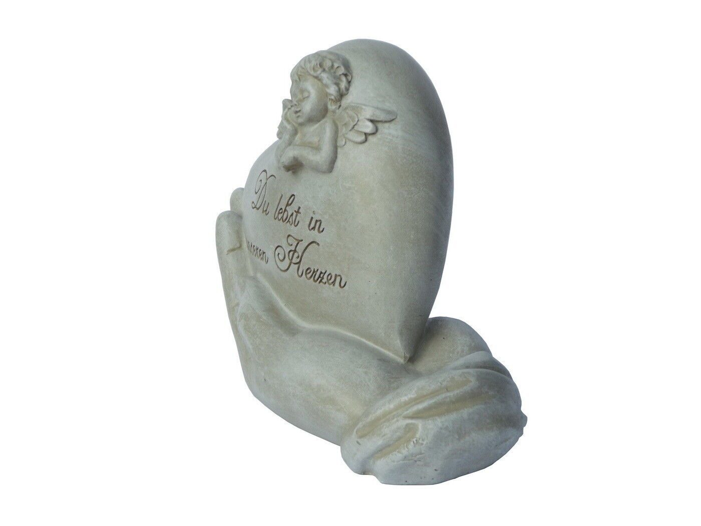 Kaufhaus le petit Dekofigur Grabschmuck Herz in Hand Engel Grabdeko Gedenkstein Figur Skulptur, Dekofigur, Dekoobjekt aus Polyresin (Kunststein) – Bild 2 von 3