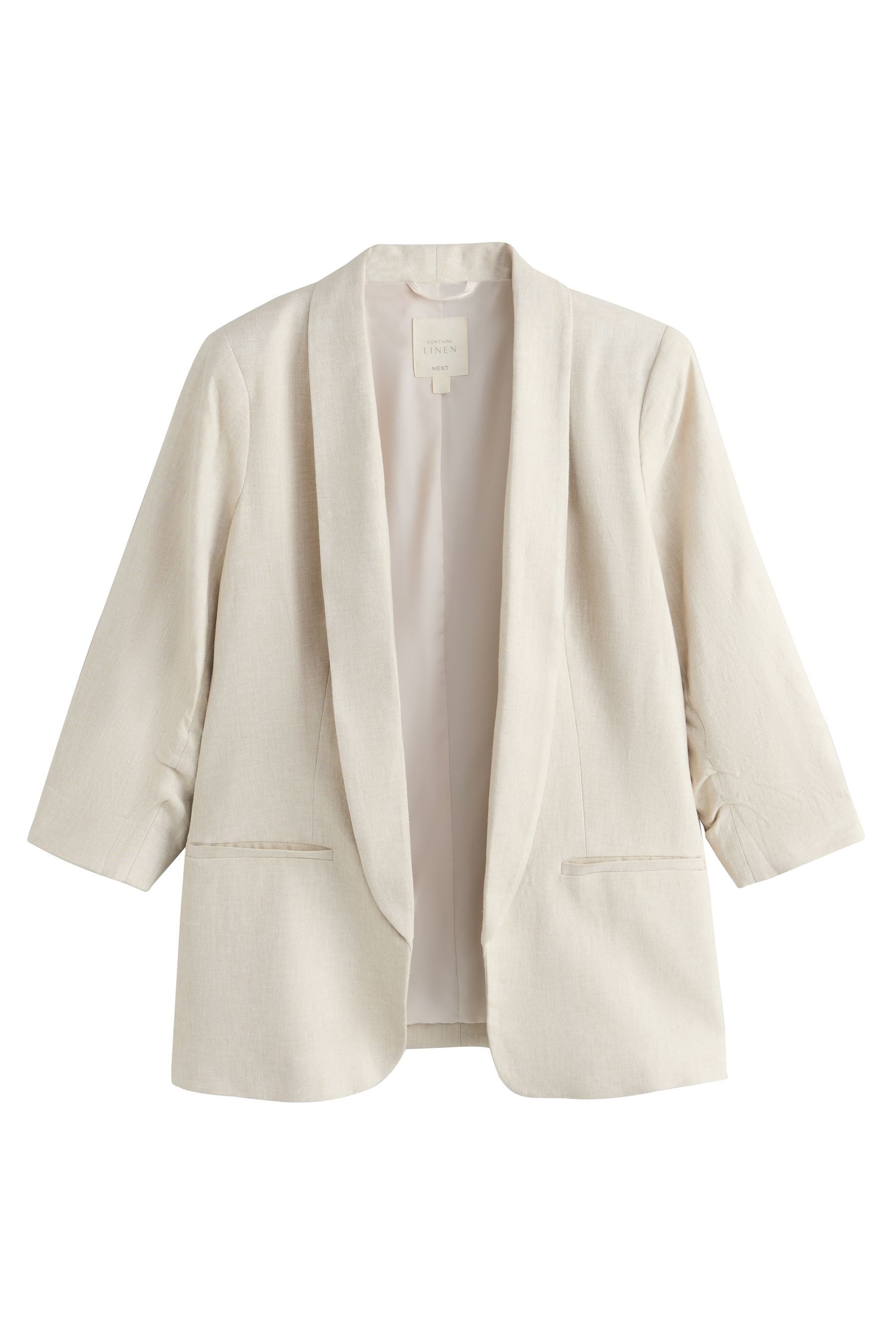 Next Jackenblazer Jacke mit gerafften Ärmeln und hohem Leinenanteil (1-tlg)