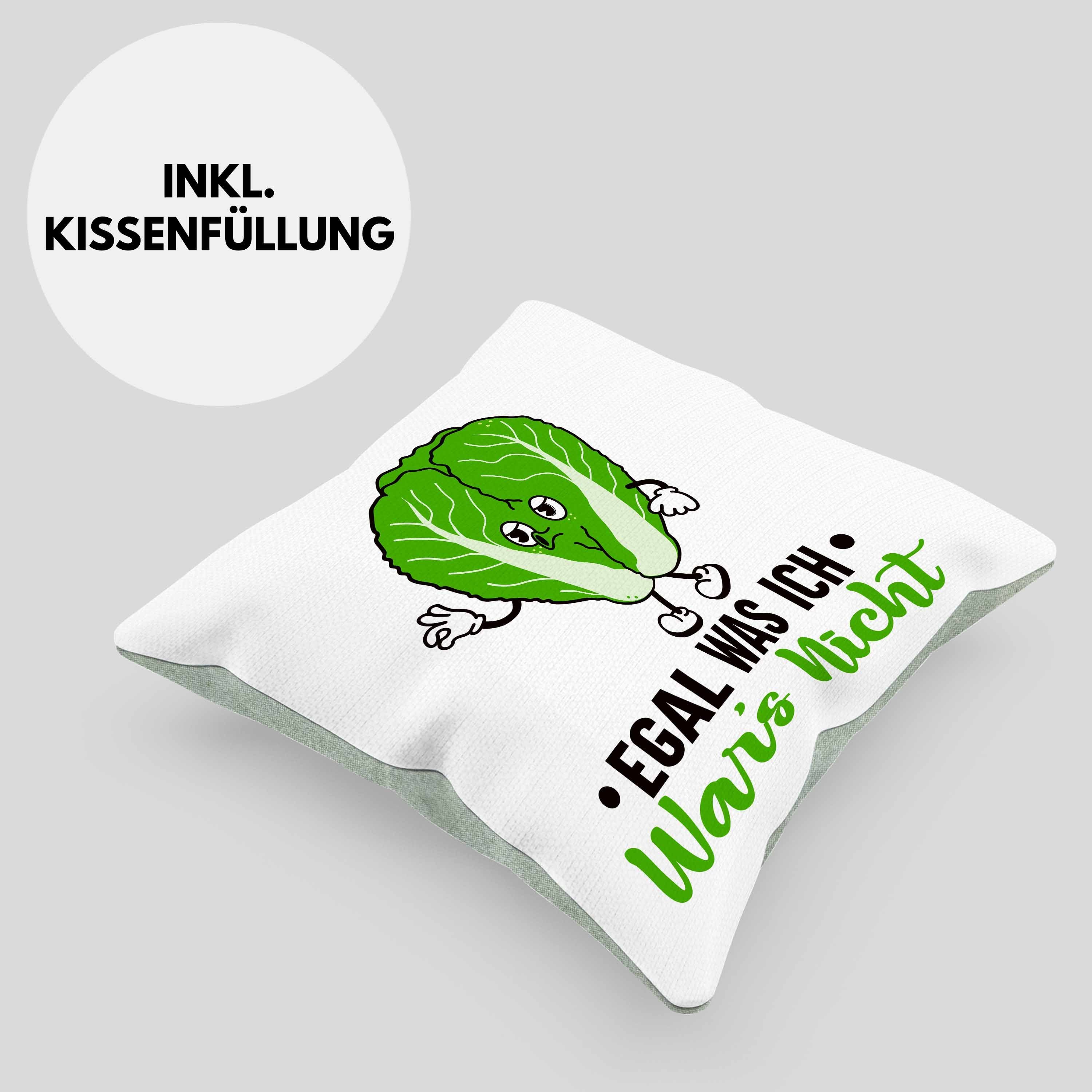 Kollege Kollegin Kissen Geschenk Kissen Egal Lustiger Trendation Ich Wars Grün Füllung Salat mit Spruch 40x40 - Dekokissen Trendation Was Nicht Dekokissen