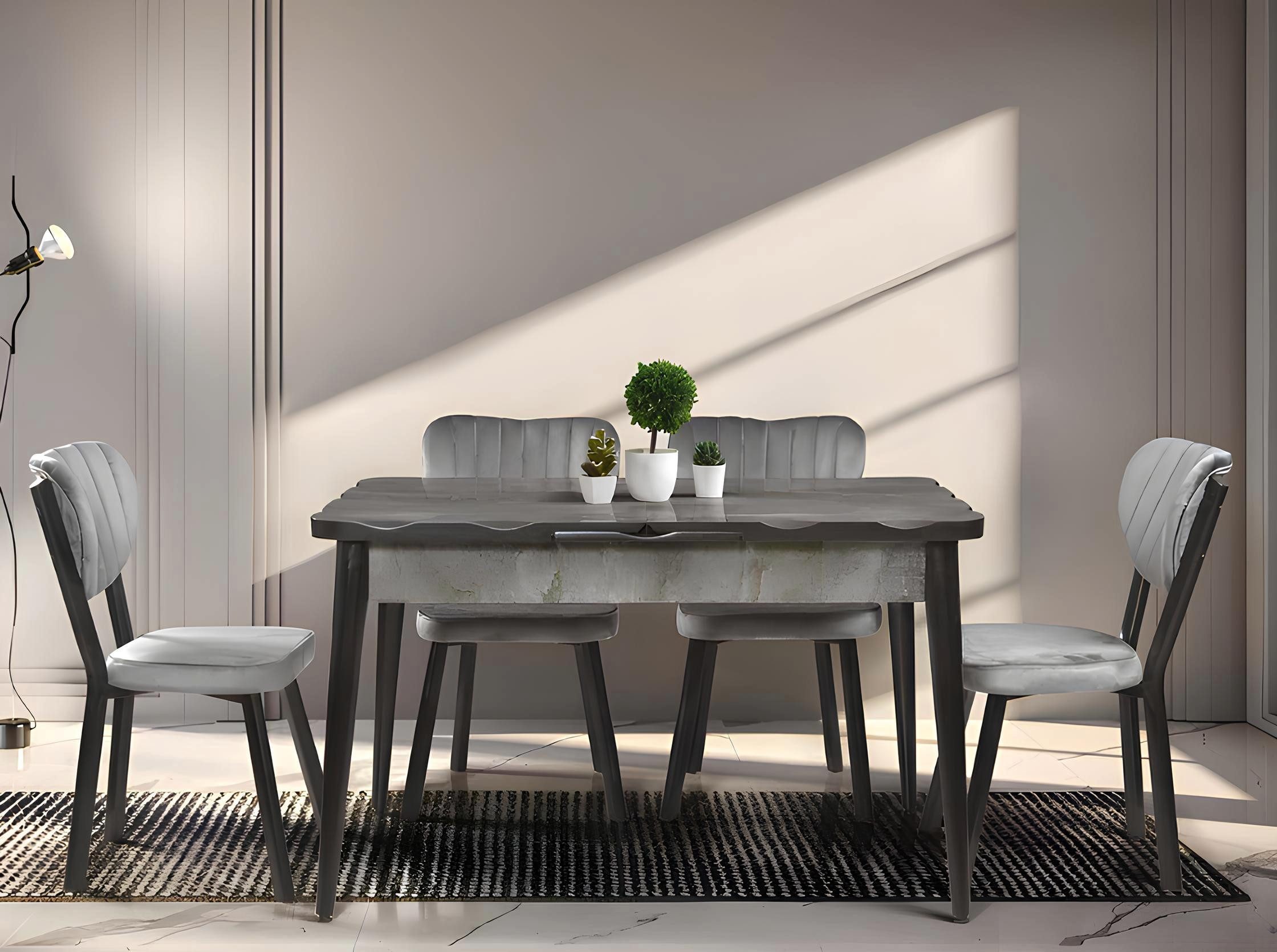 JVmoebel Esstisch Schicker Esszimmer Grauer Esstisch Rechteckiger Tisch Designer Platte (Esstisch), Made in Europa