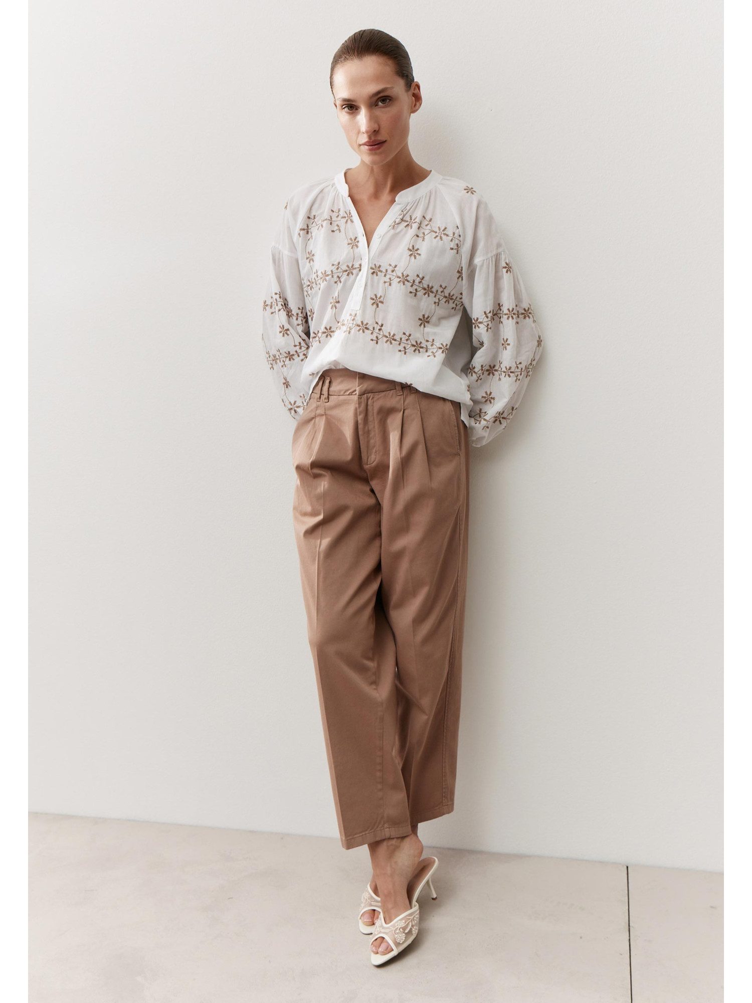 MORE&MORE Langarmbluse luftig-leichte Bluse, bestickt